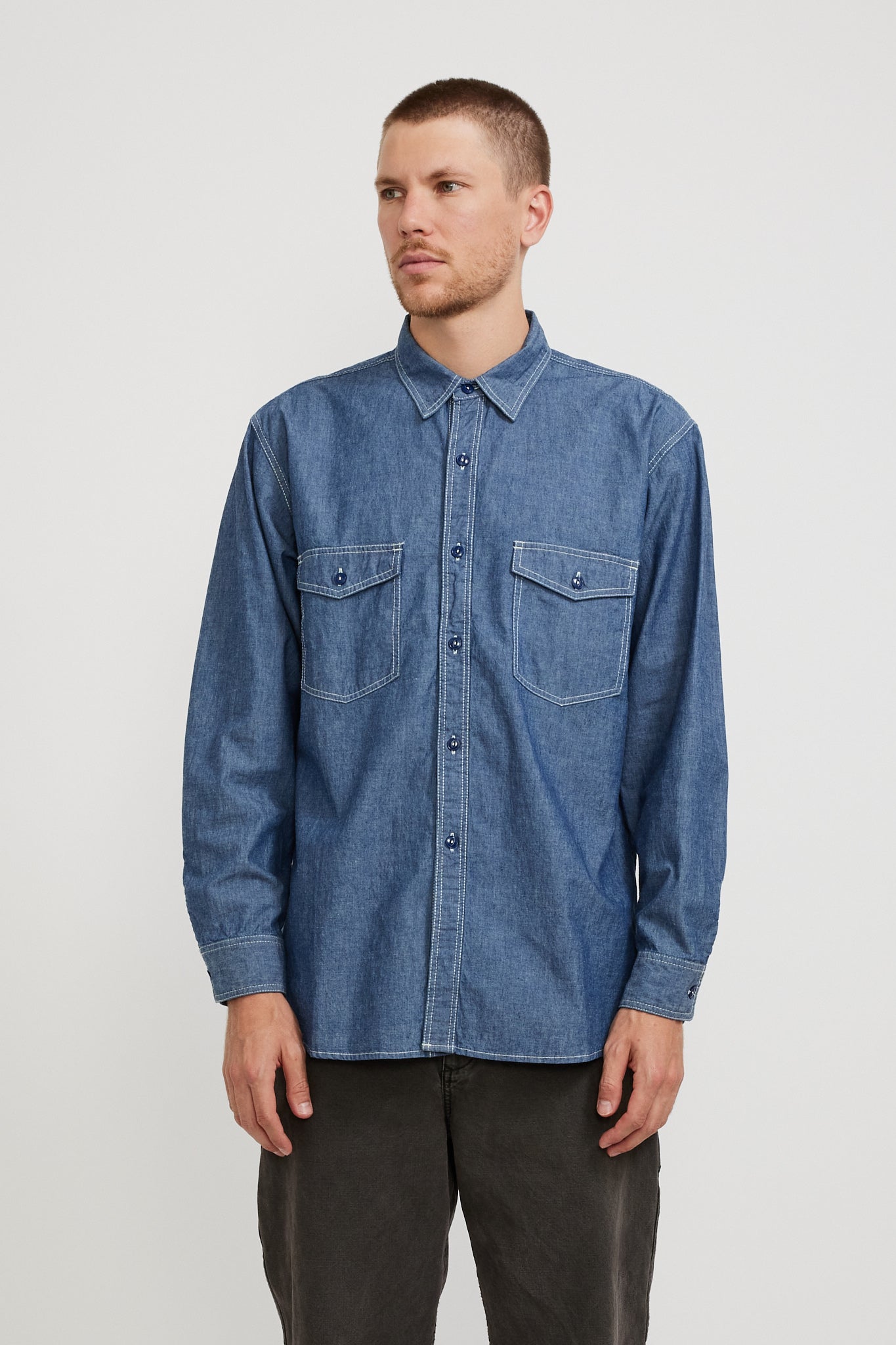 Pilgrim Surf Supply | Rucker Chambray Shirt Blue | Maplestore