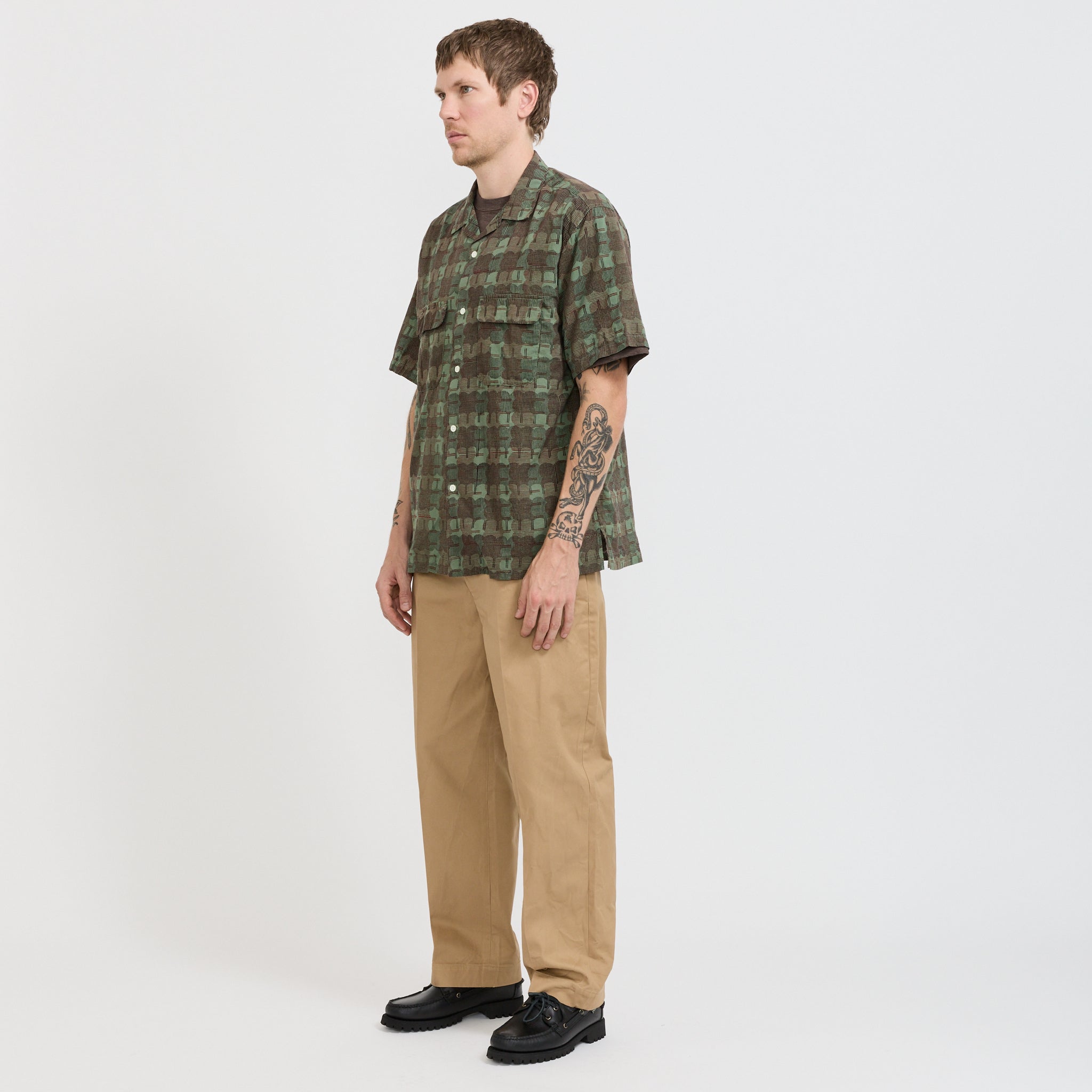 Sam Block Printed Short Sleeve Shirt Green