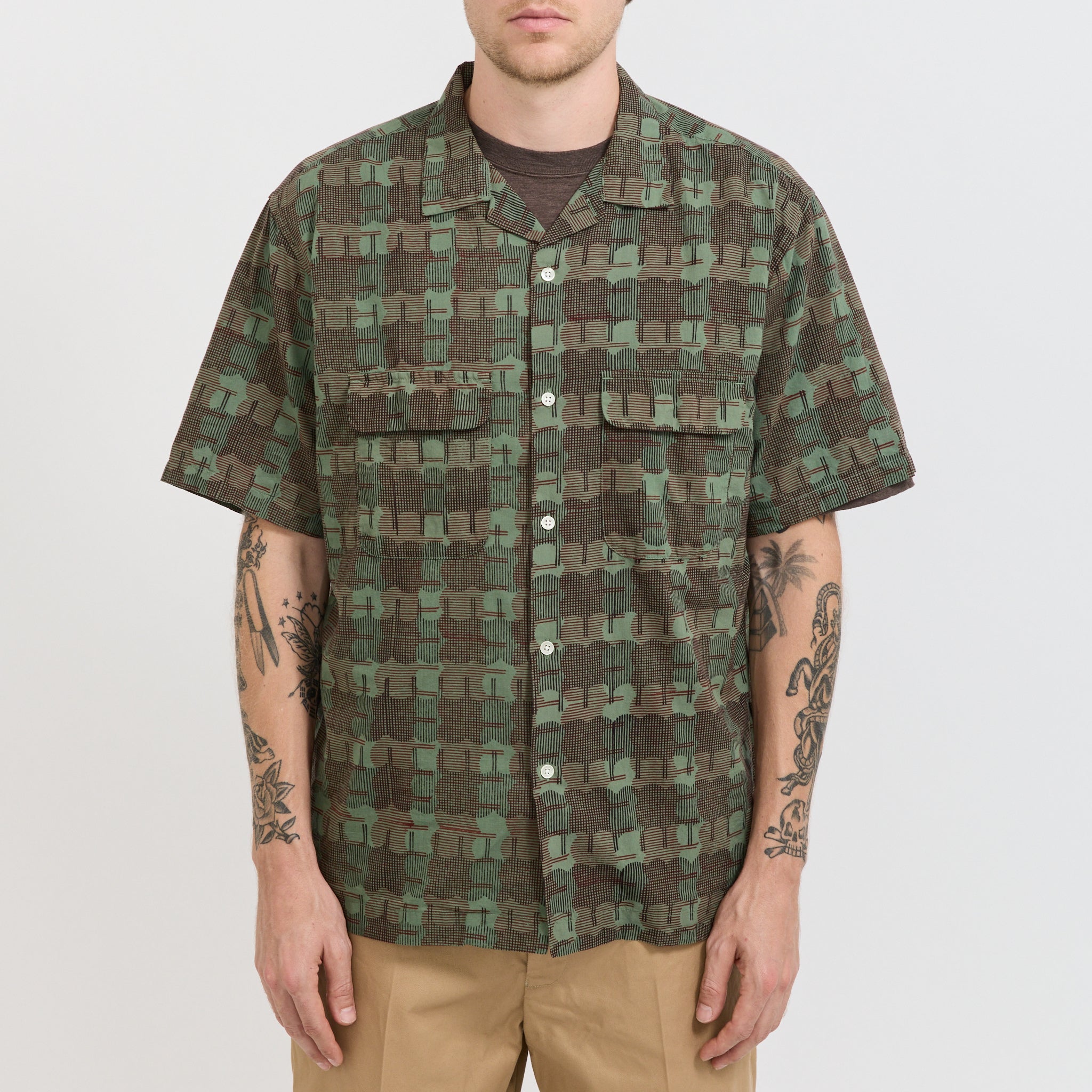 Sam Block Printed Short Sleeve Shirt Green