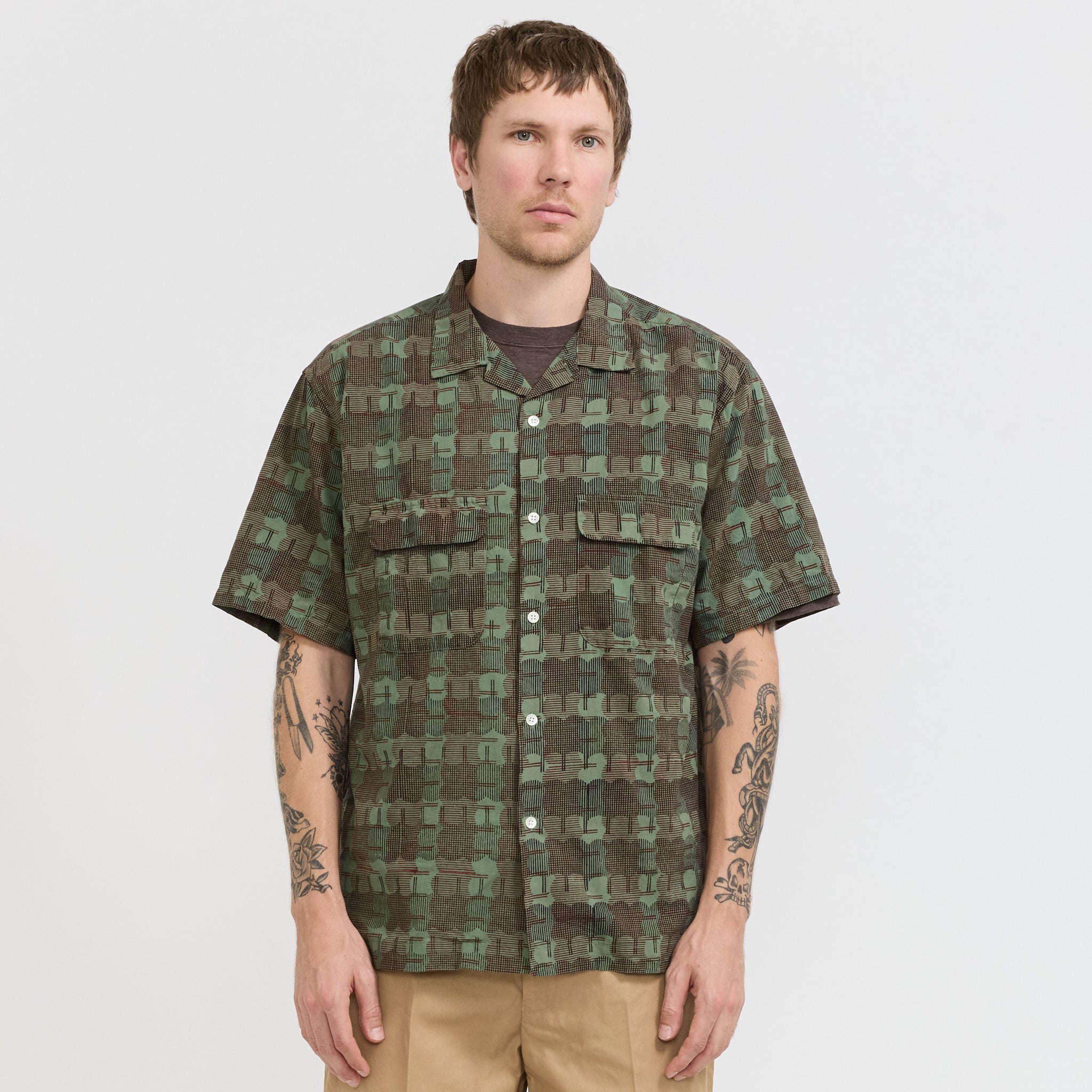 Sam Block Printed Short Sleeve Shirt Green