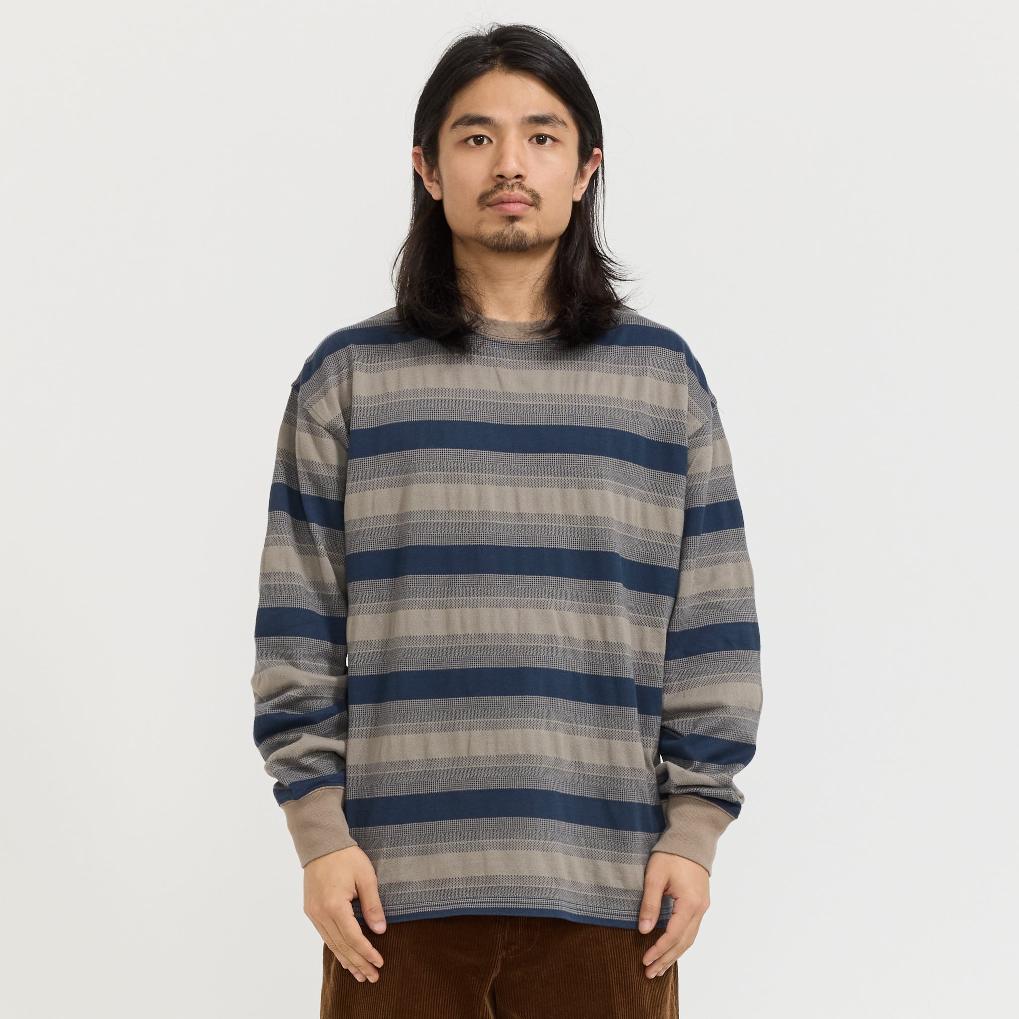Skip Stripe LS Tee Grey
