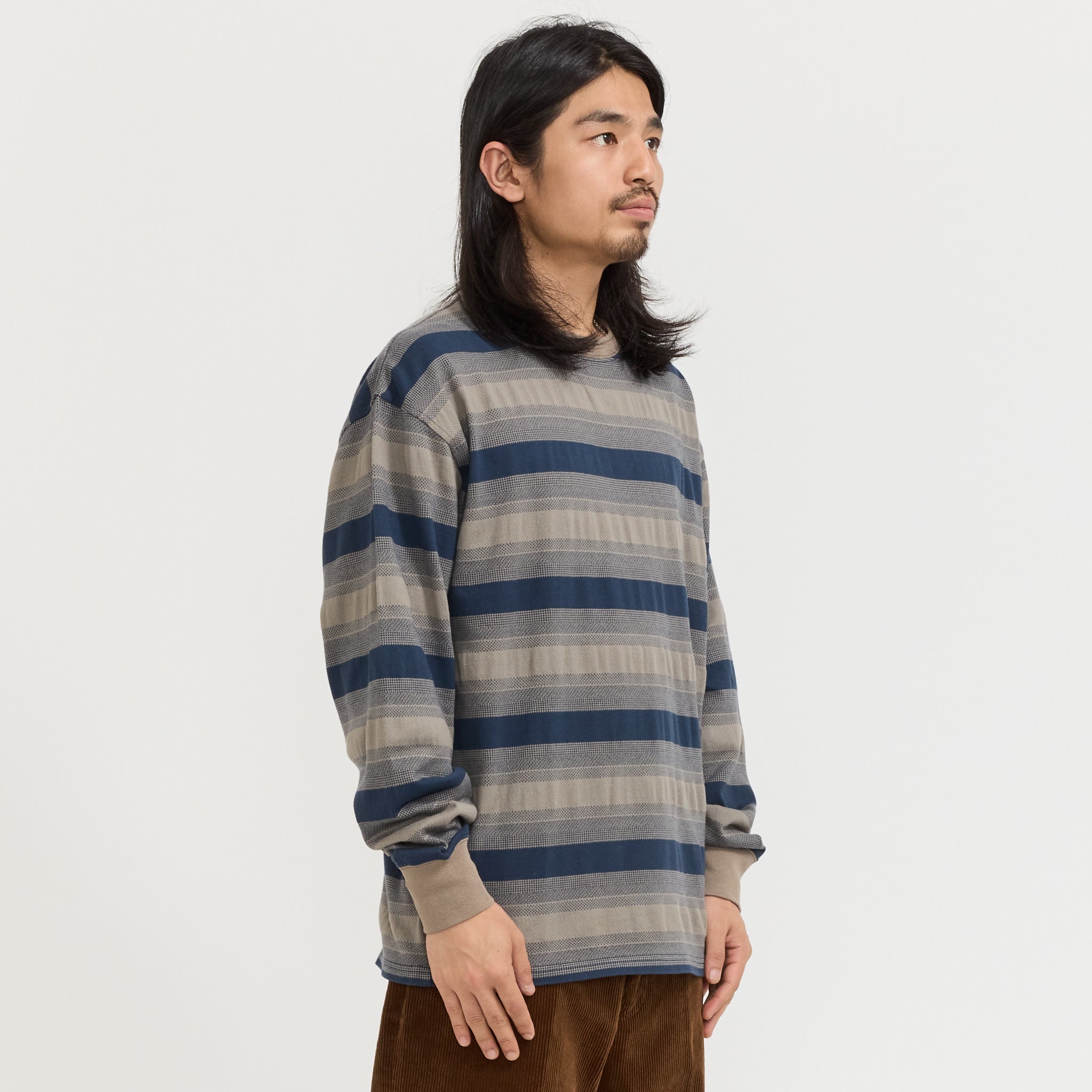 Skip Stripe LS Tee Grey