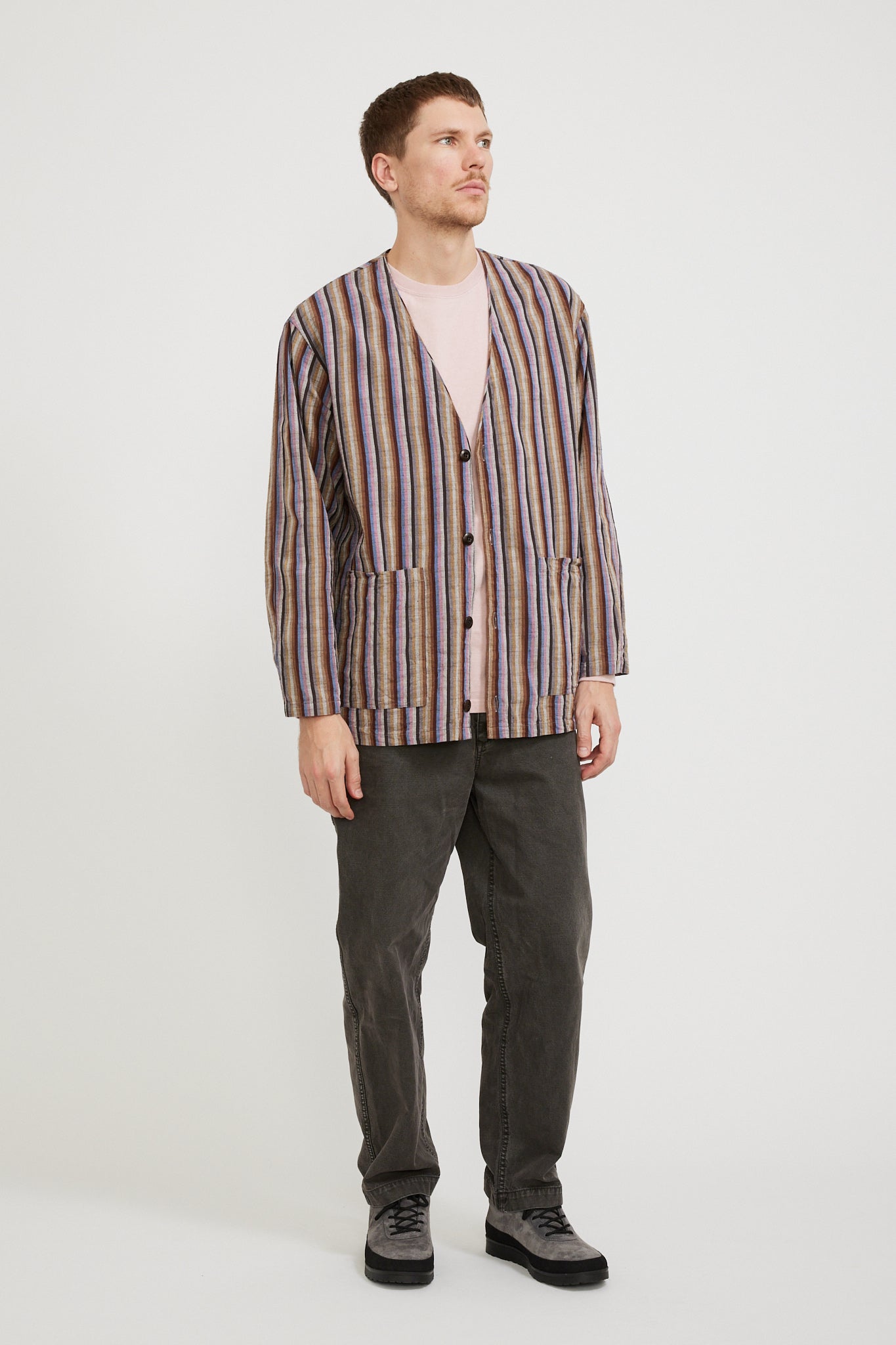 Pilgrim Surf Supply | Sol Aizu Cardigan Brown Multi | Maplestore