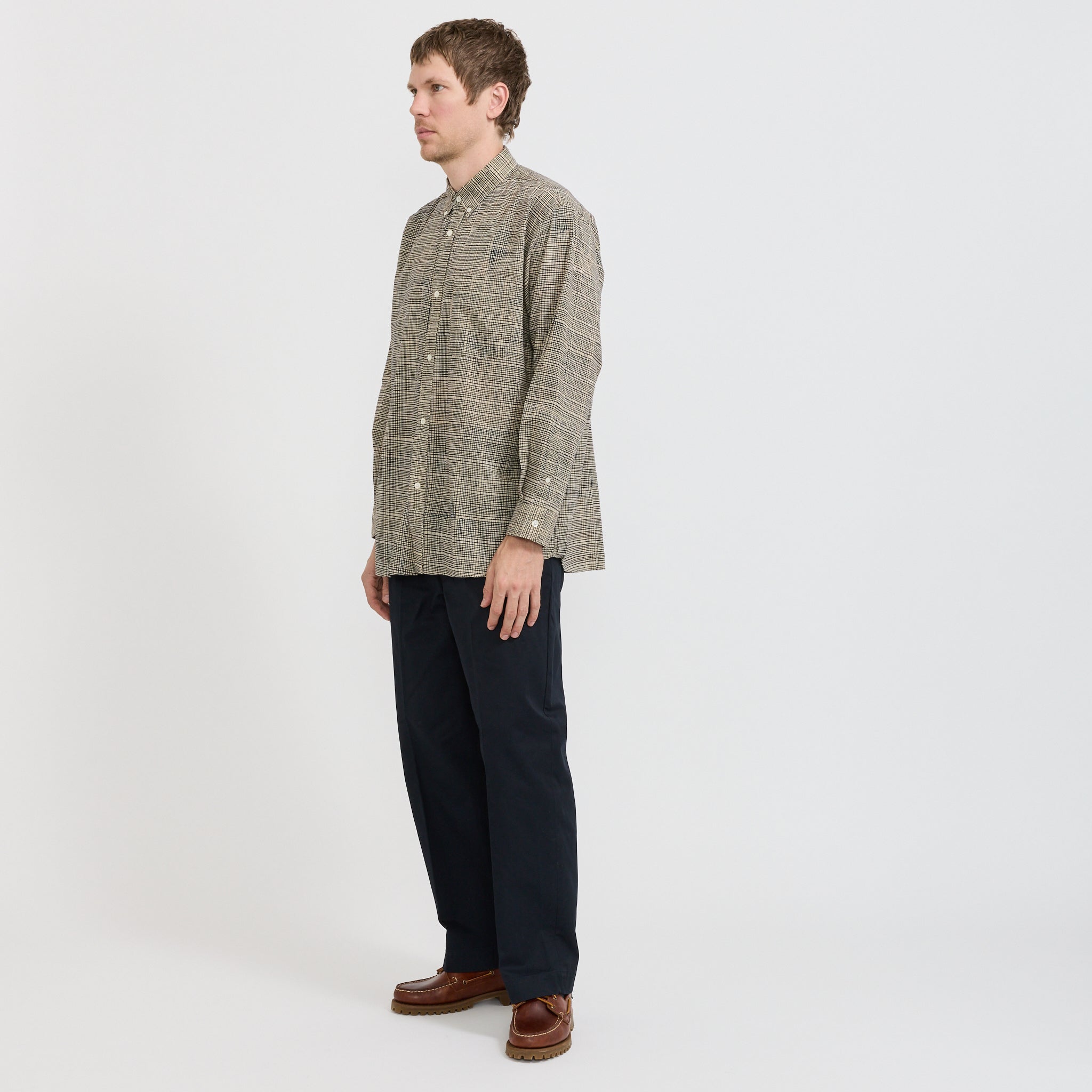 Bubbie Block Printed Button Down Shirt Navy