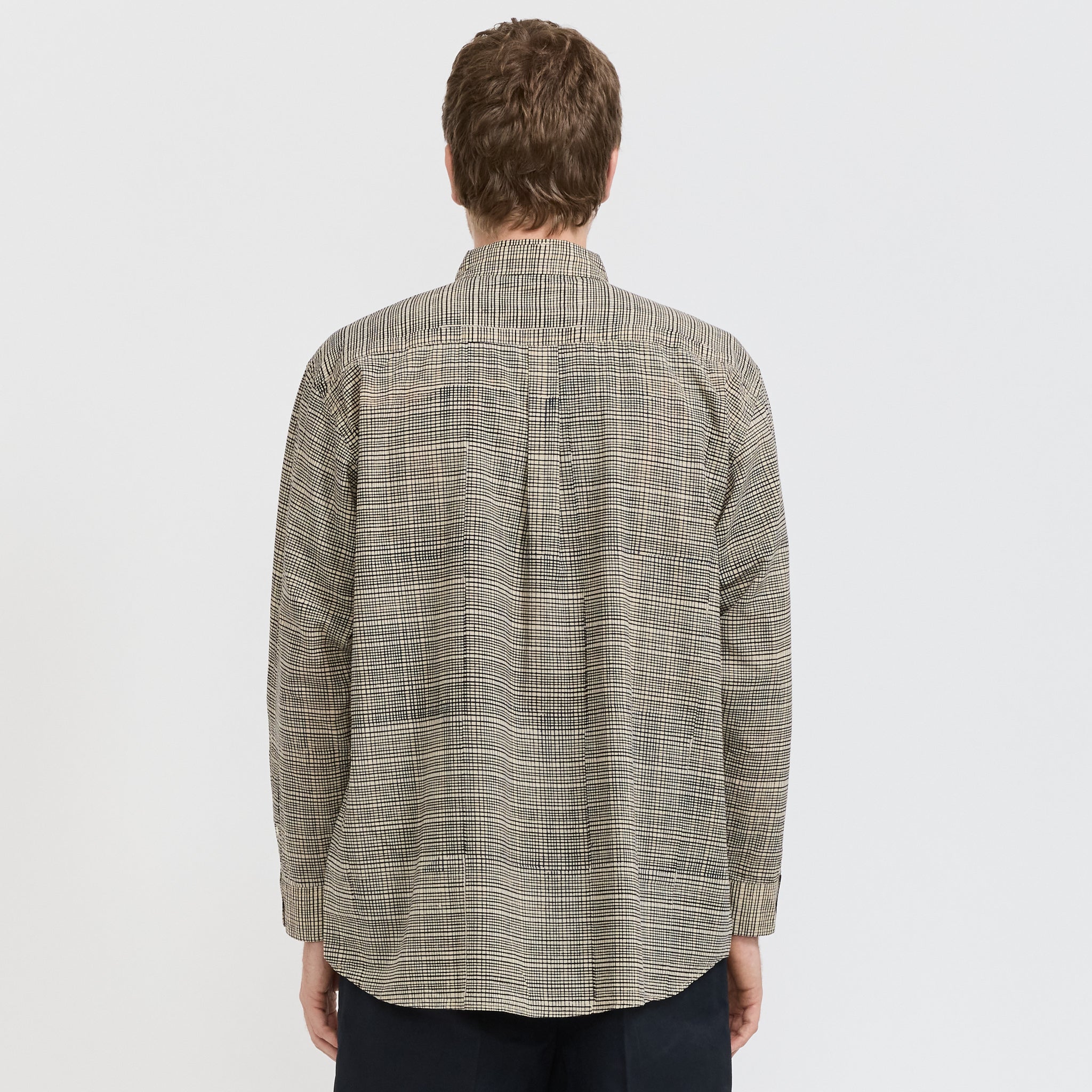 Bubbie Block Printed Button Down Shirt Navy