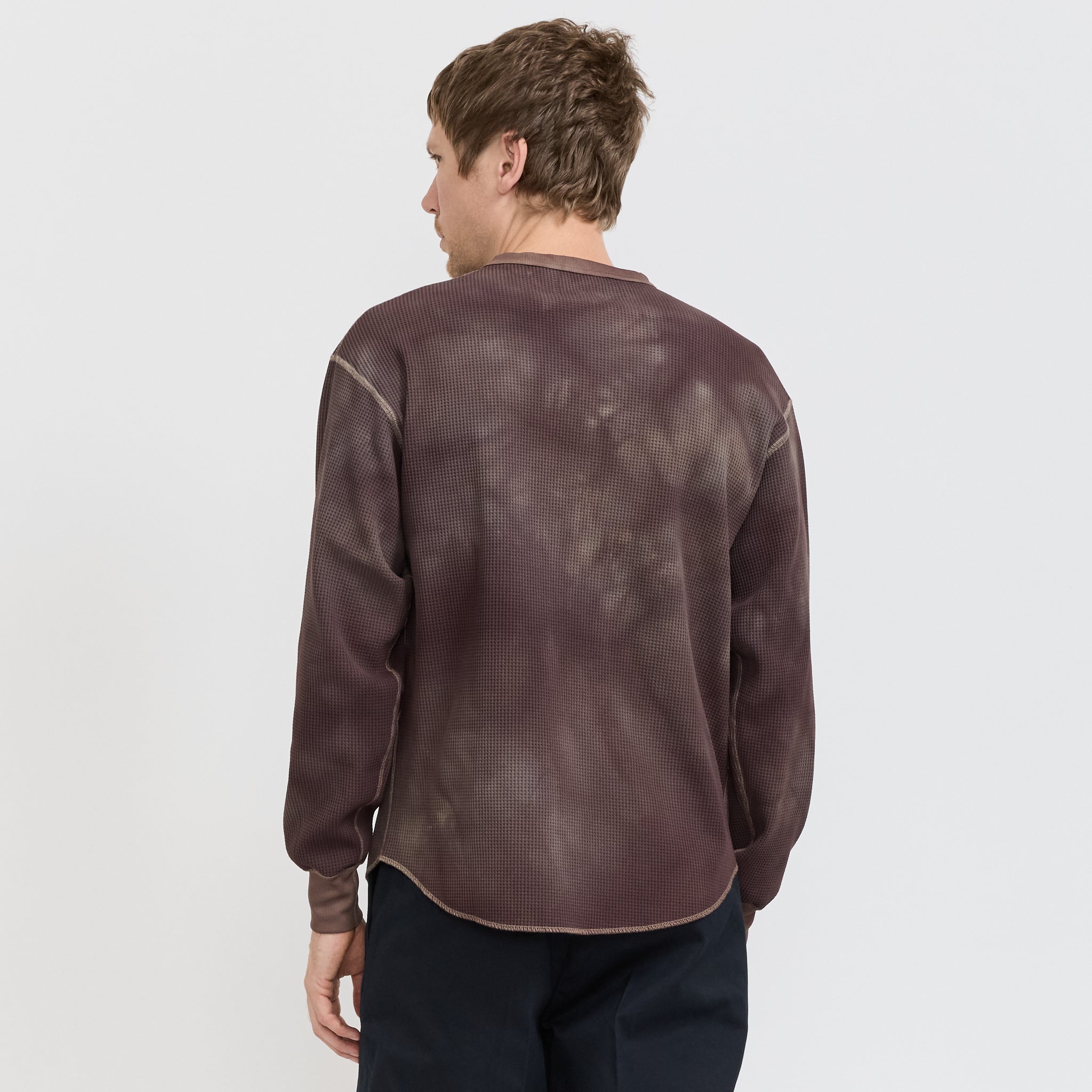 Connan Uneven Dyed Waffle Crew Dark Brown