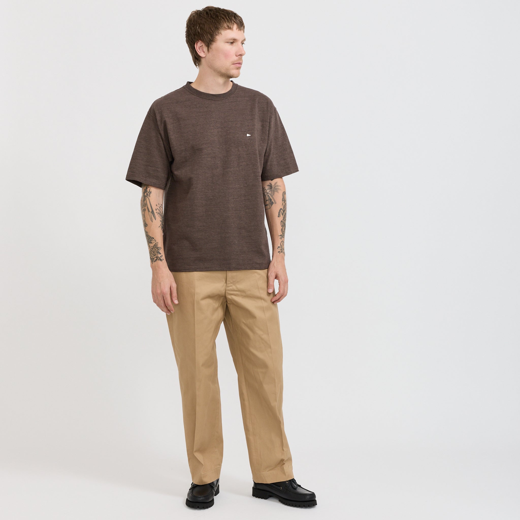 Minimalist Embroidered Tee Brown