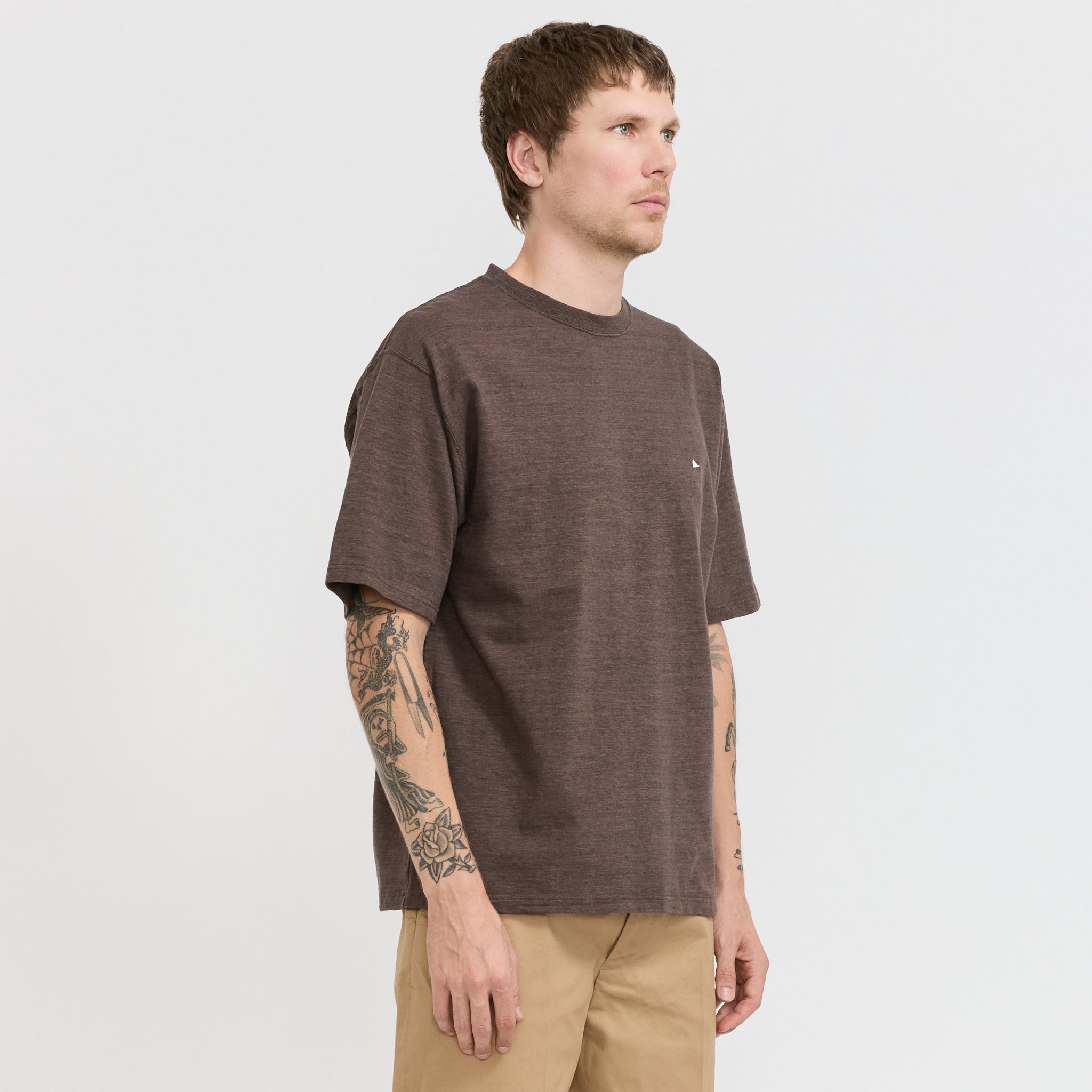 Minimalist Embroidered Tee Brown