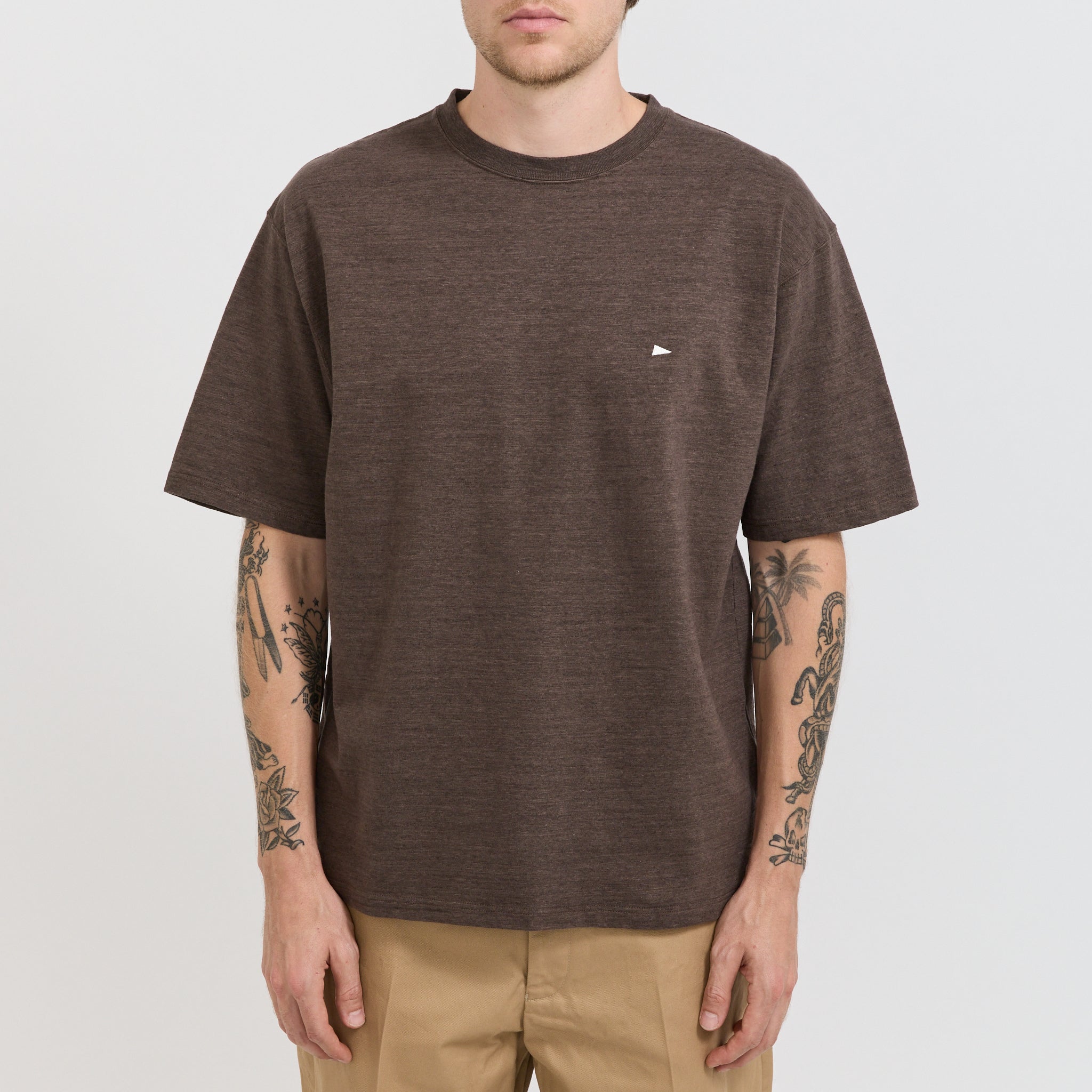Minimalist Embroidered Tee Brown