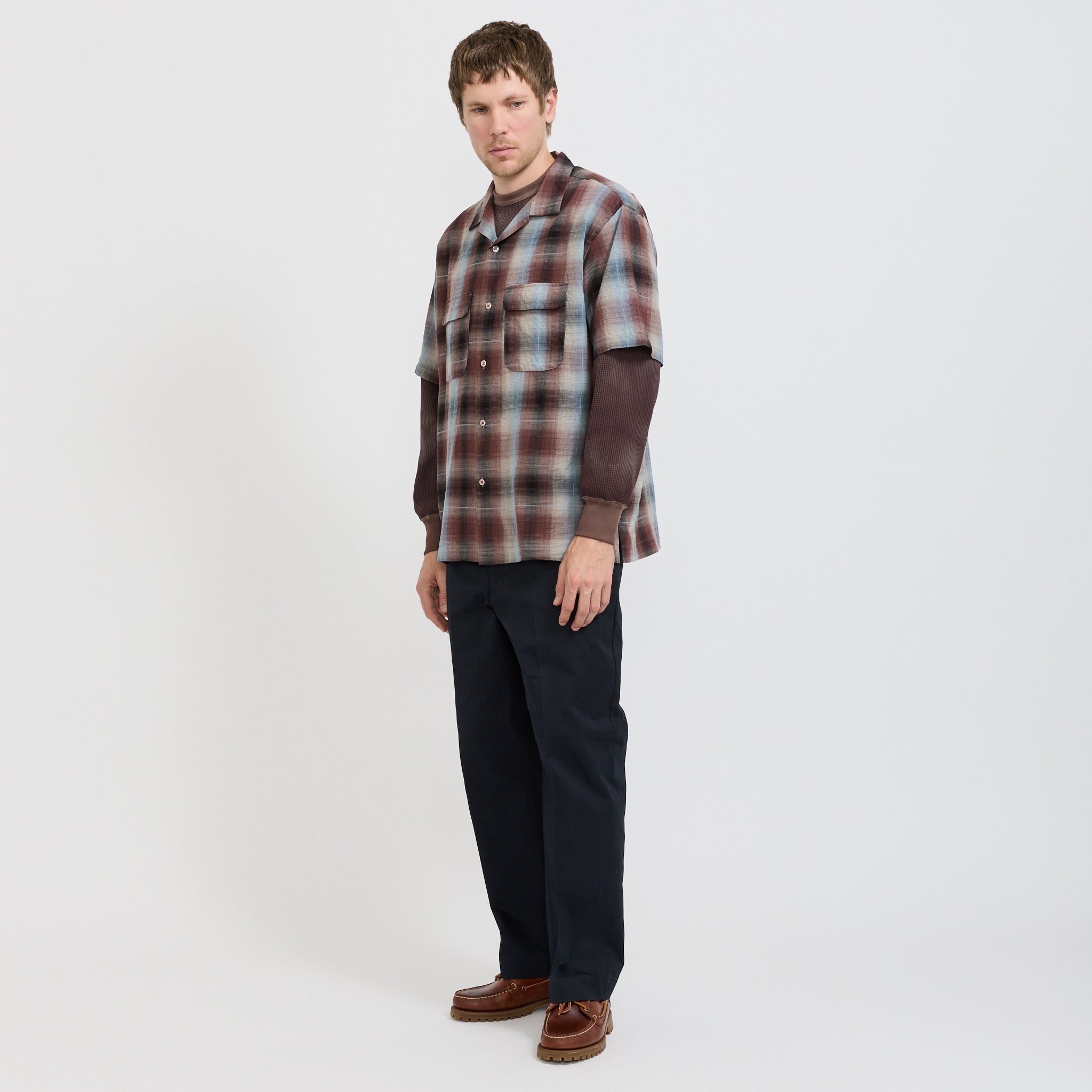 Sam Dobby Ombre Short Sleeve Shirt Brown