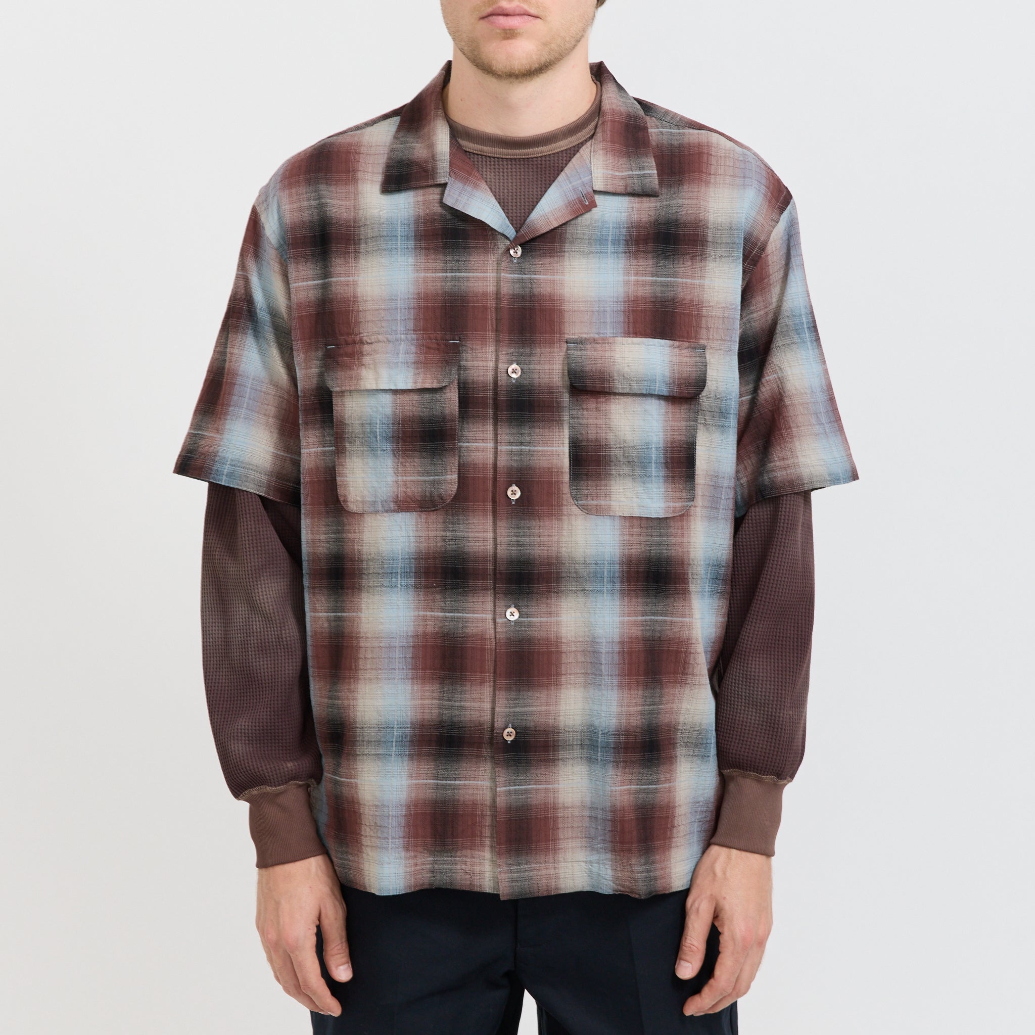 Sam Dobby Ombre Short Sleeve Shirt Brown