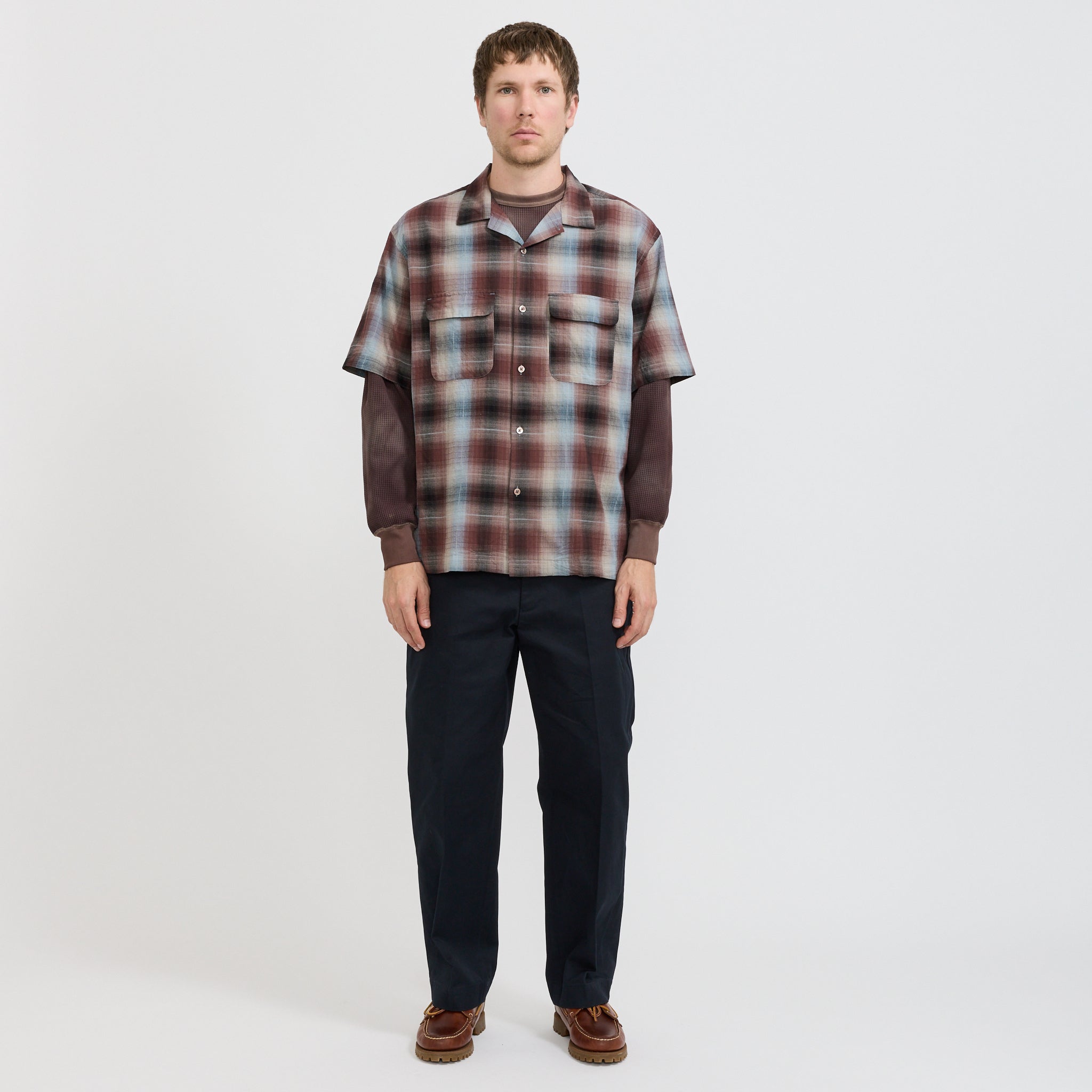 Sam Dobby Ombre Short Sleeve Shirt Brown
