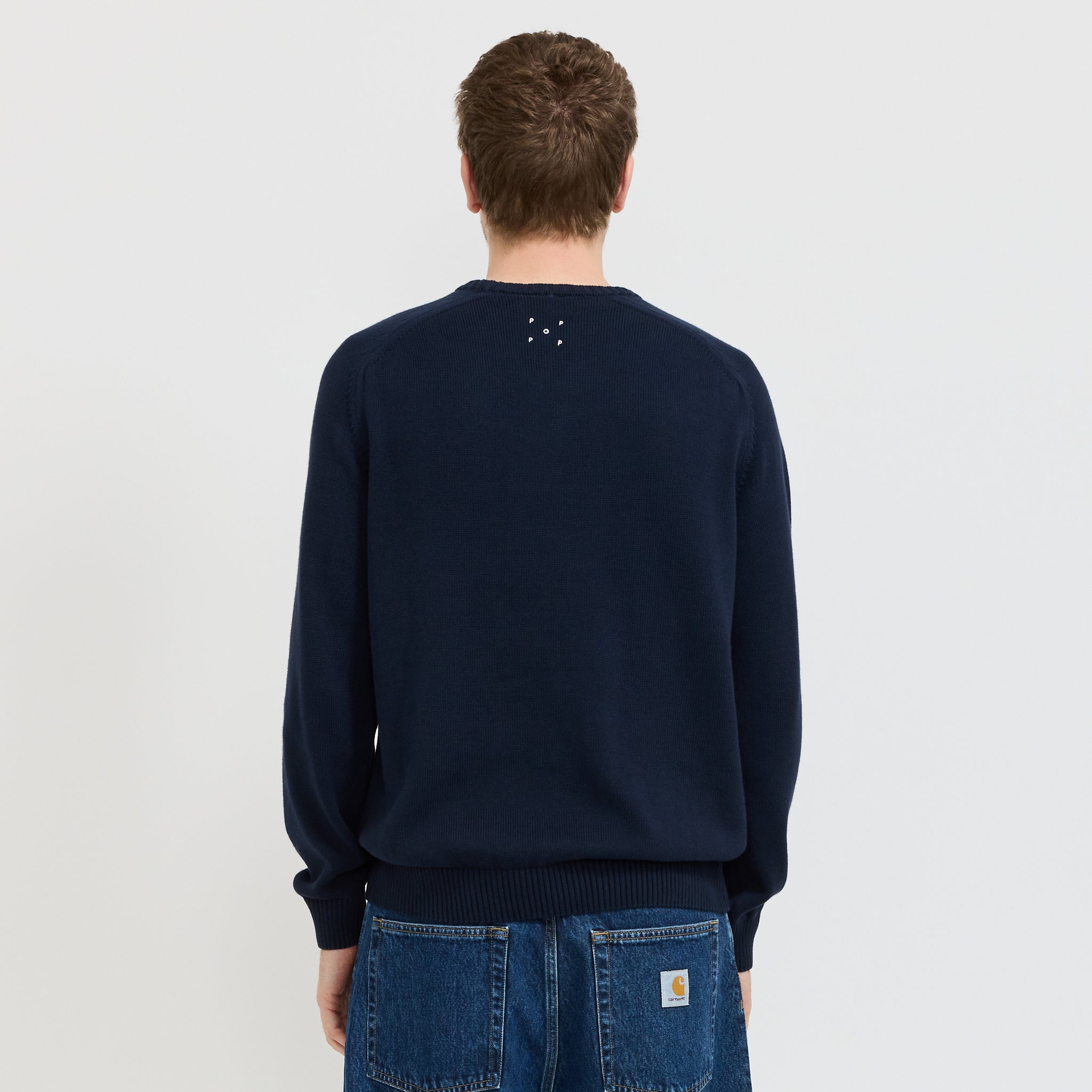 Pop Trading Company | Knitted Joy Crewneck Navy | Maplestore