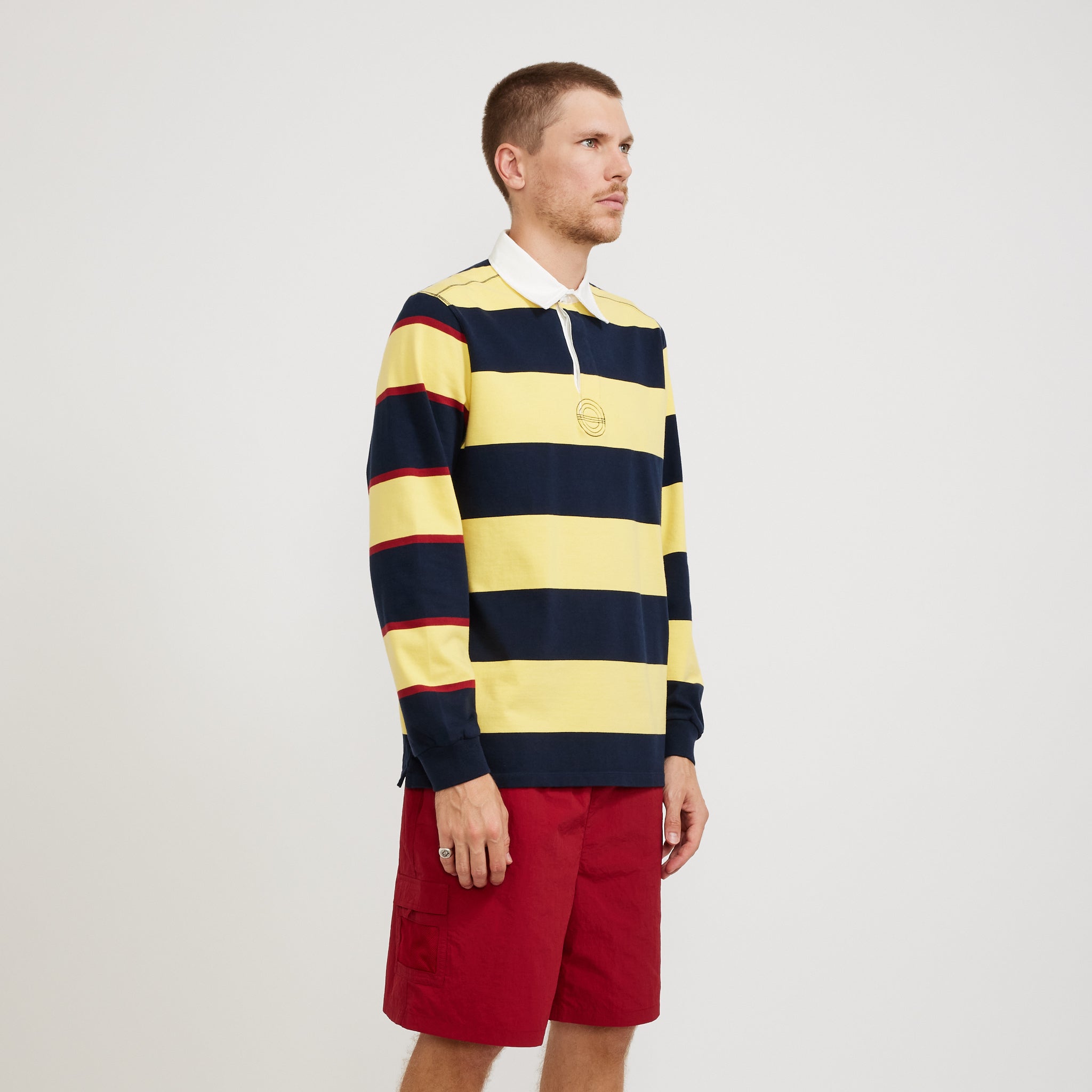 Pop Trading Company | Striped Logo Rugby Polo Sweat Snapdragon | Maplestore