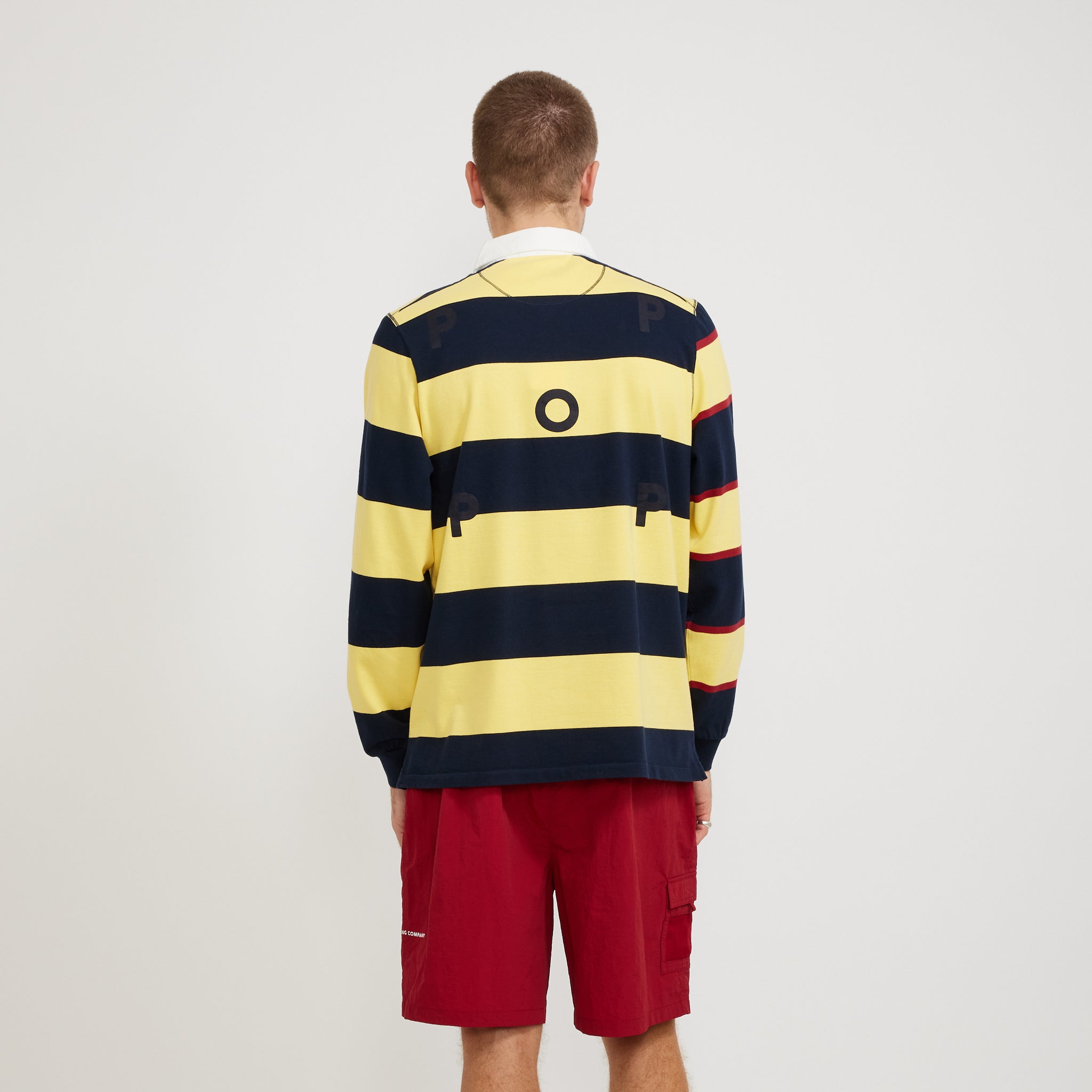 Pop Trading Company | Striped Logo Rugby Polo Sweat Snapdragon | Maplestore