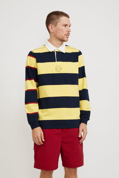 Pop Trading Company | Striped Logo Rugby Polo Sweat Snapdragon | Maplestore