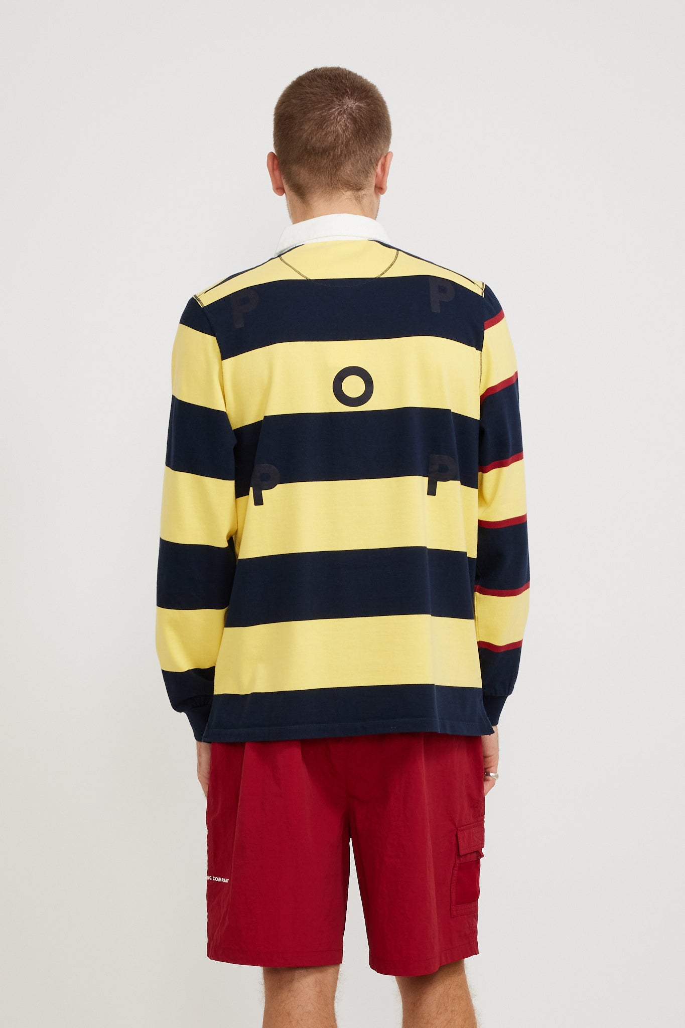 Pop Trading Company | Striped Logo Rugby Polo Sweat Snapdragon | Maplestore