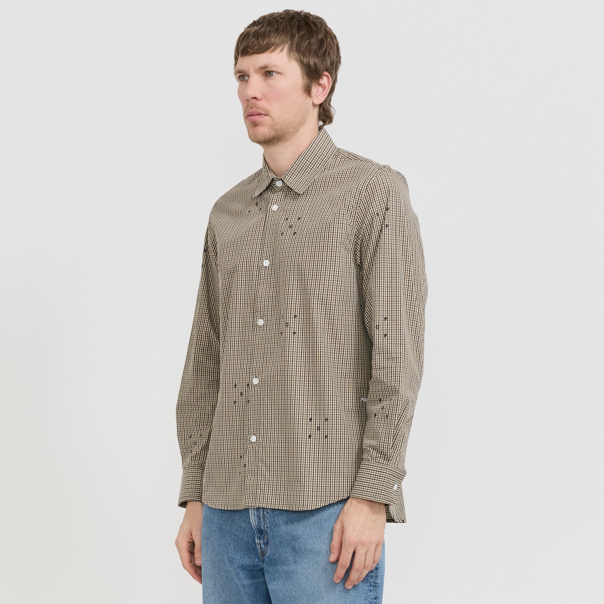 Checked Allover Logo Shirt Navy/Delicioso