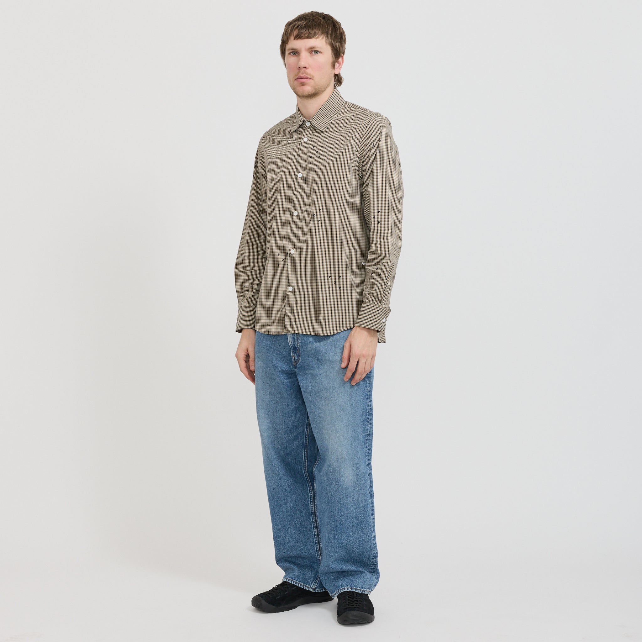 Checked Allover Logo Shirt Navy/Delicioso