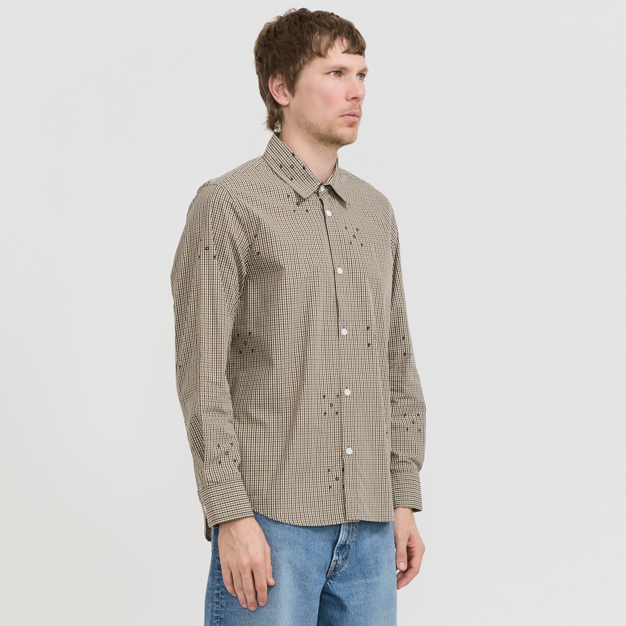 Checked Allover Logo Shirt Navy/Delicioso