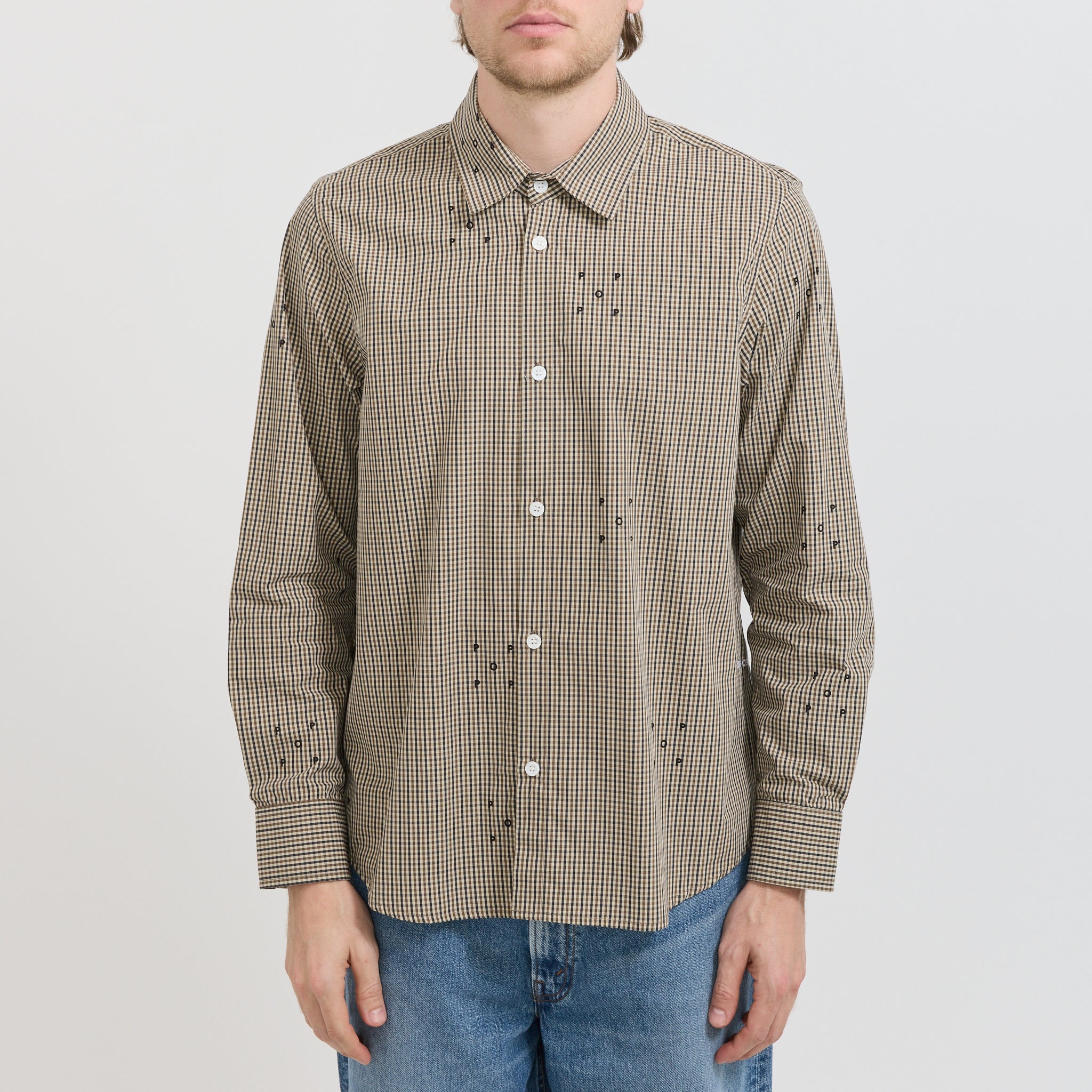 Checked Allover Logo Shirt Navy/Delicioso