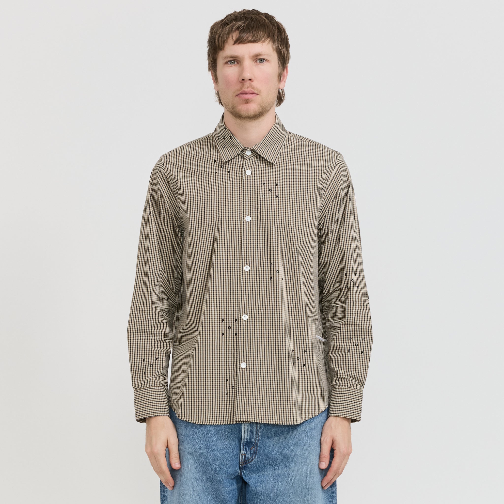 Checked Allover Logo Shirt Navy/Delicioso