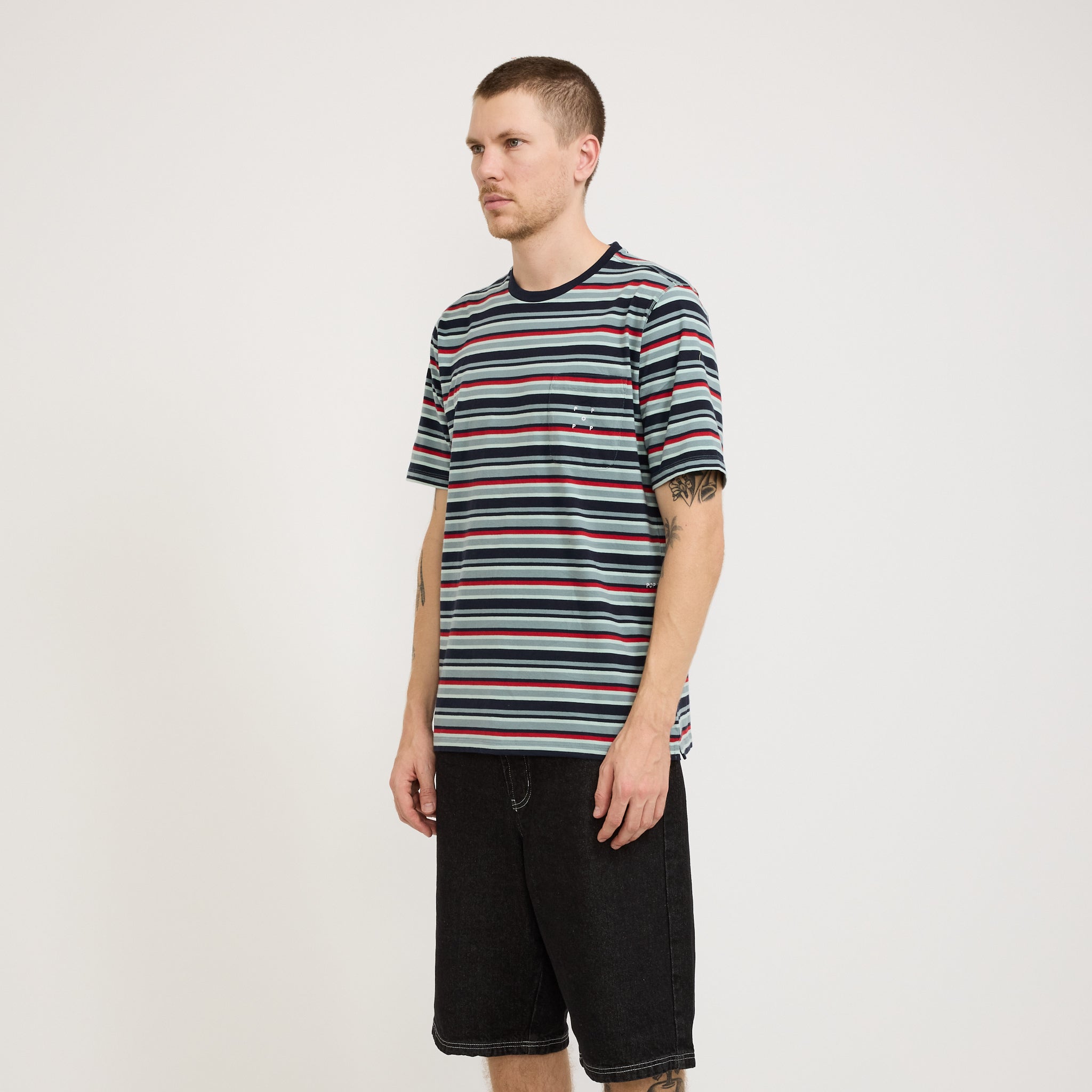 Pop Trading Company | Striped Pocket T-Shirt Multicolour | Maplestore