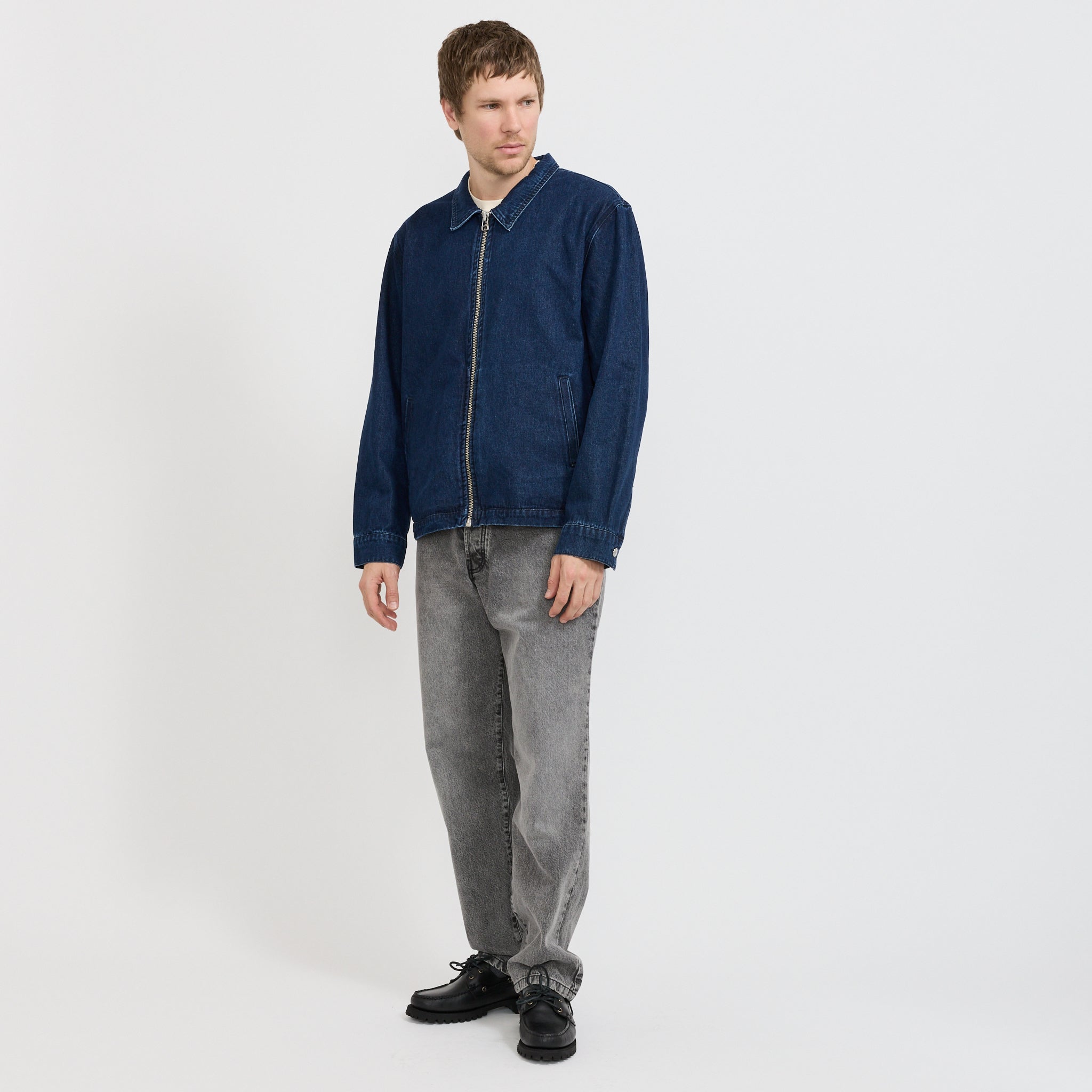 Denim Full Zip Jacket Rinsed Denim