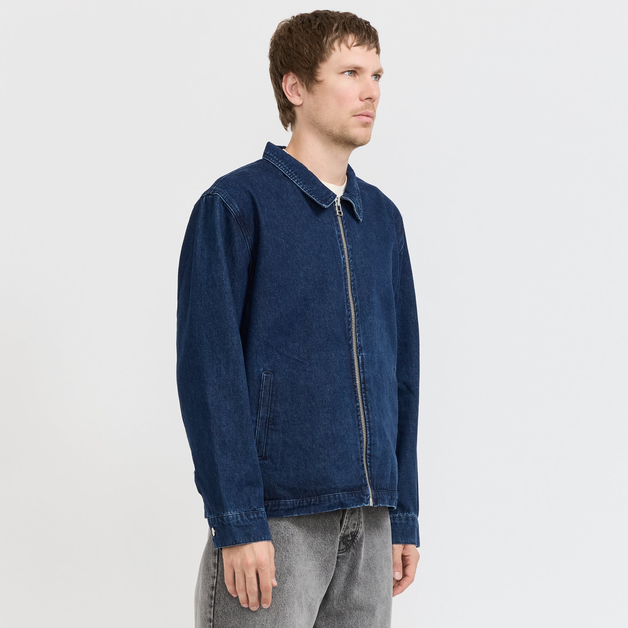 Denim Full Zip Jacket Rinsed Denim