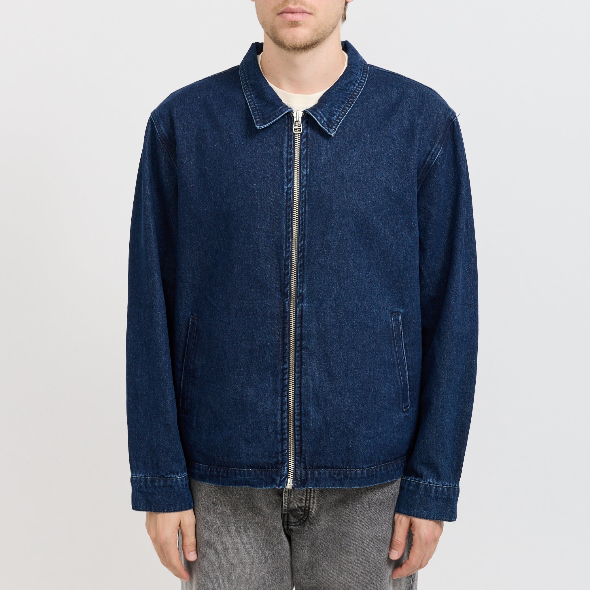 Denim Full Zip Jacket Rinsed Denim