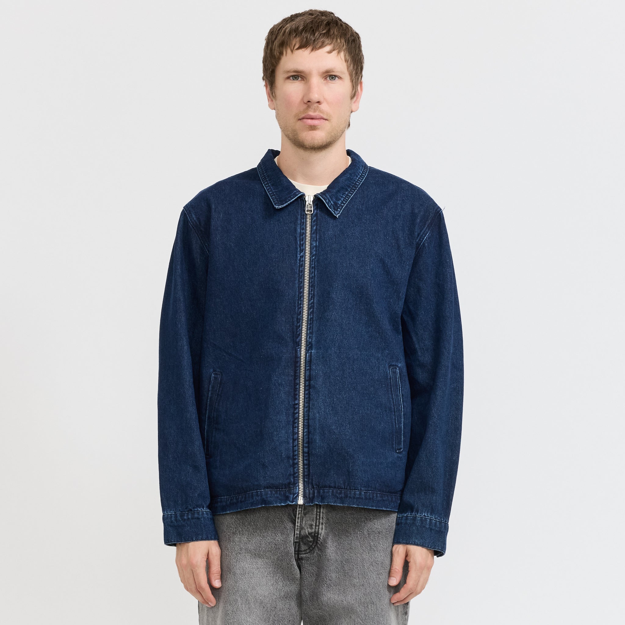 Denim Full Zip Jacket Rinsed Denim
