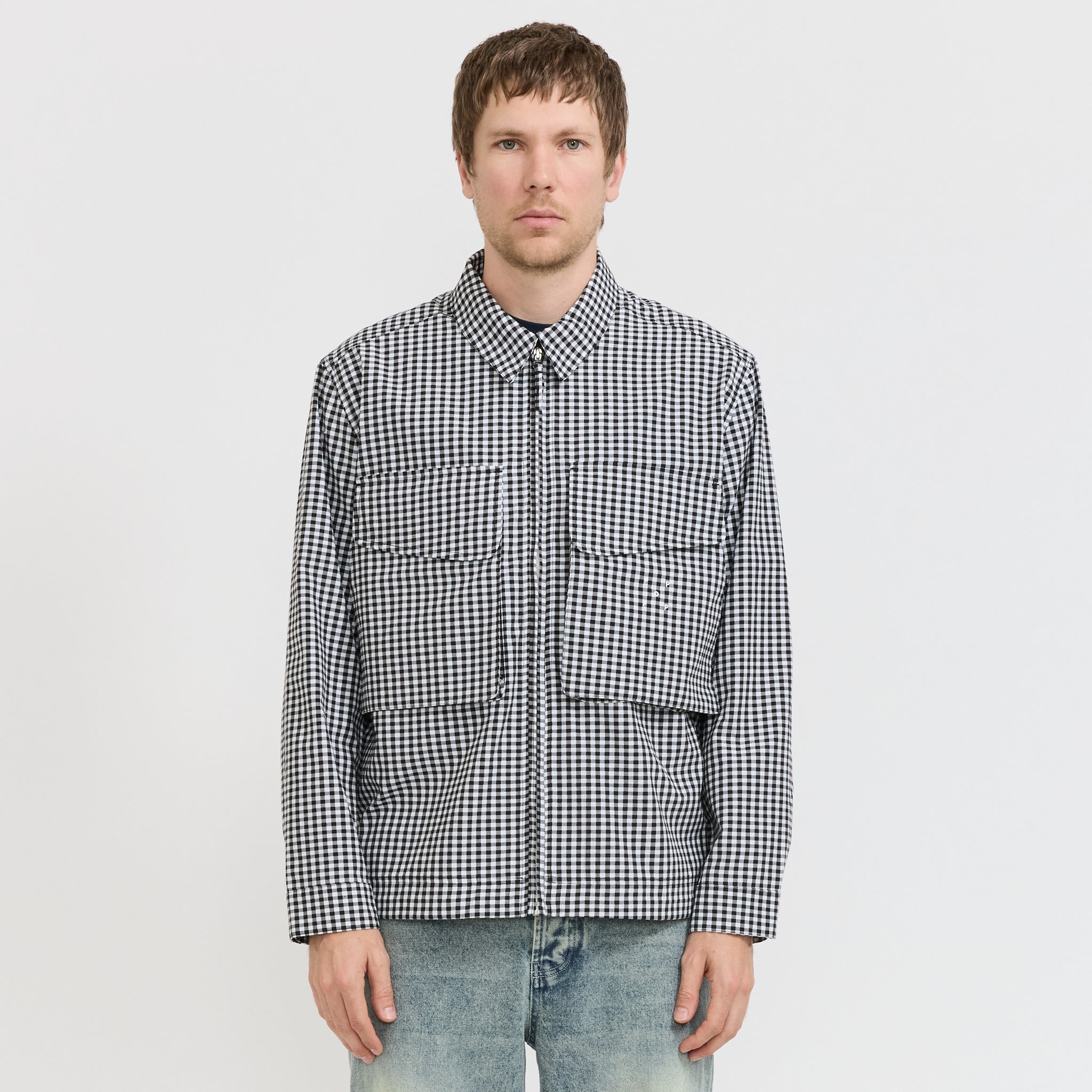 Gingham Boxer Overshirt Black/Off White