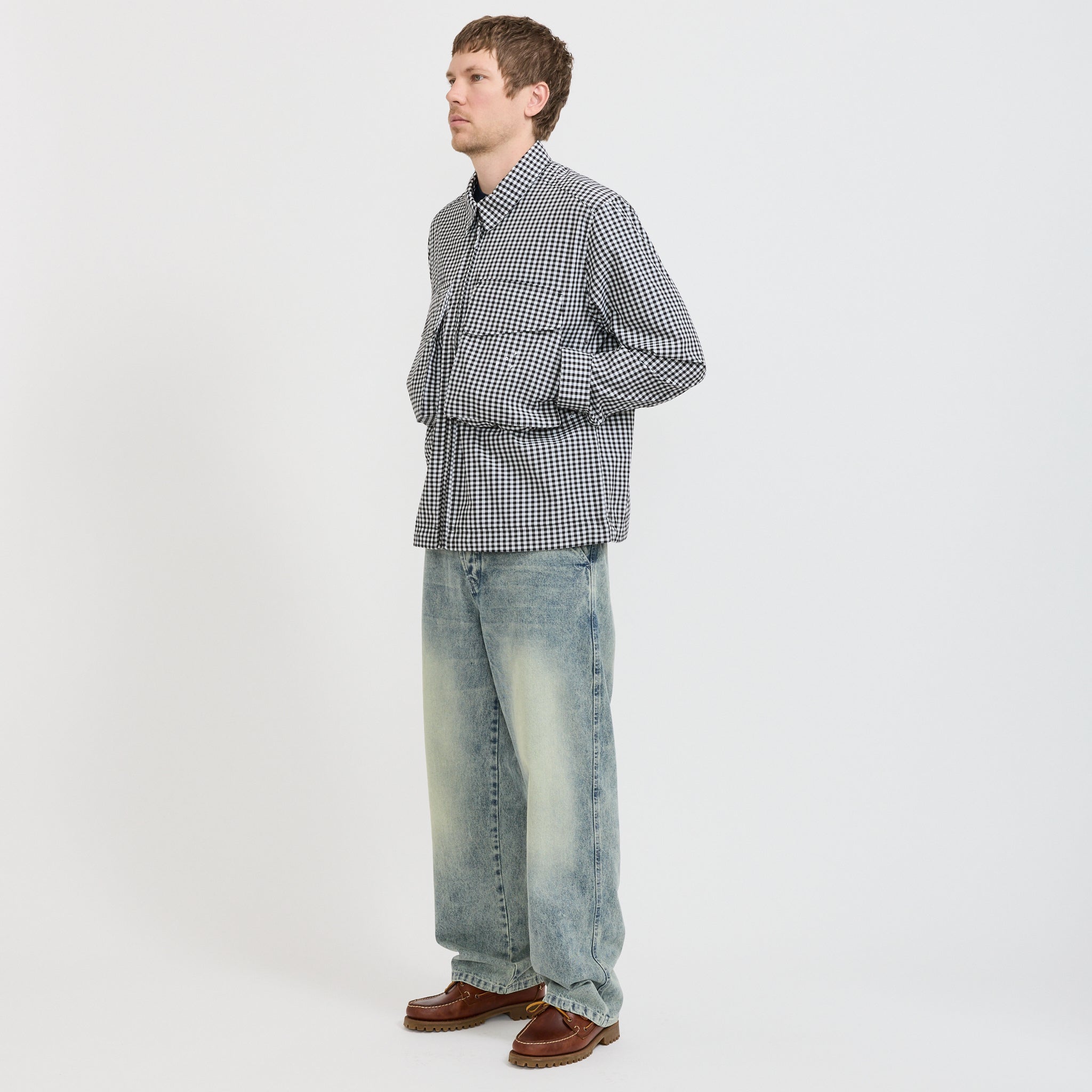 Gingham Boxer Overshirt Black/Off White