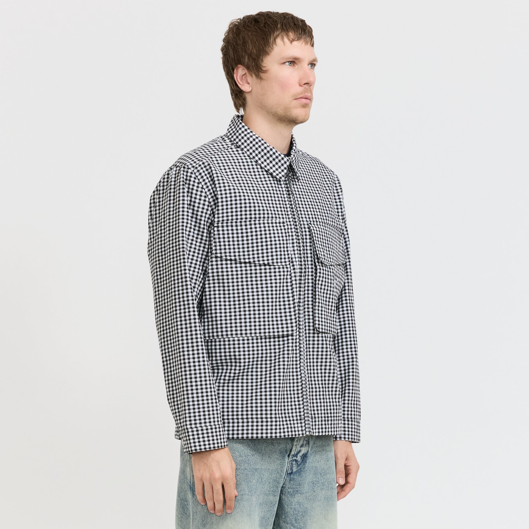Pop Trading Company Gingham Boxer Overshirt Black/Off White
