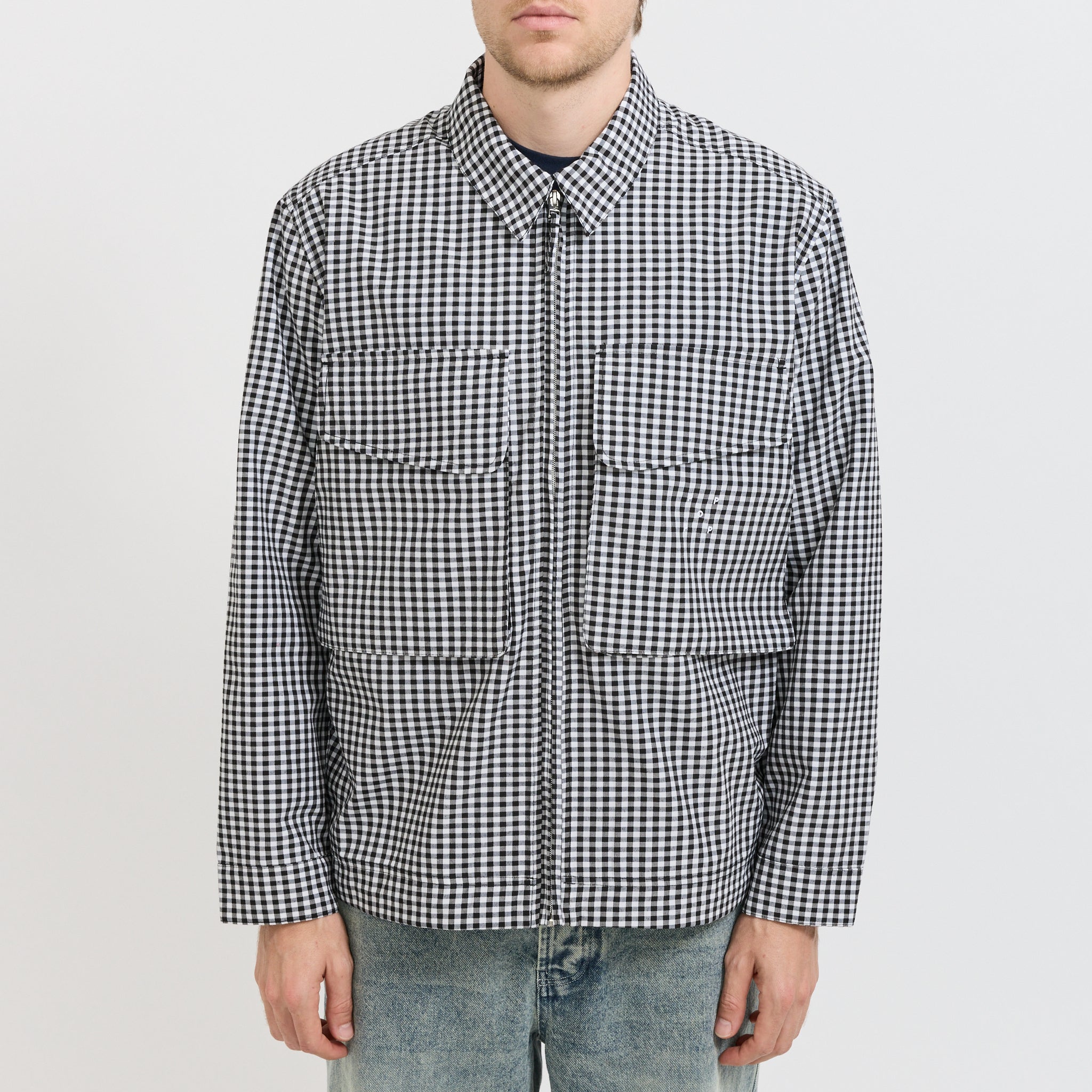 Pop Trading Company Gingham Boxer Overshirt Black/Off White