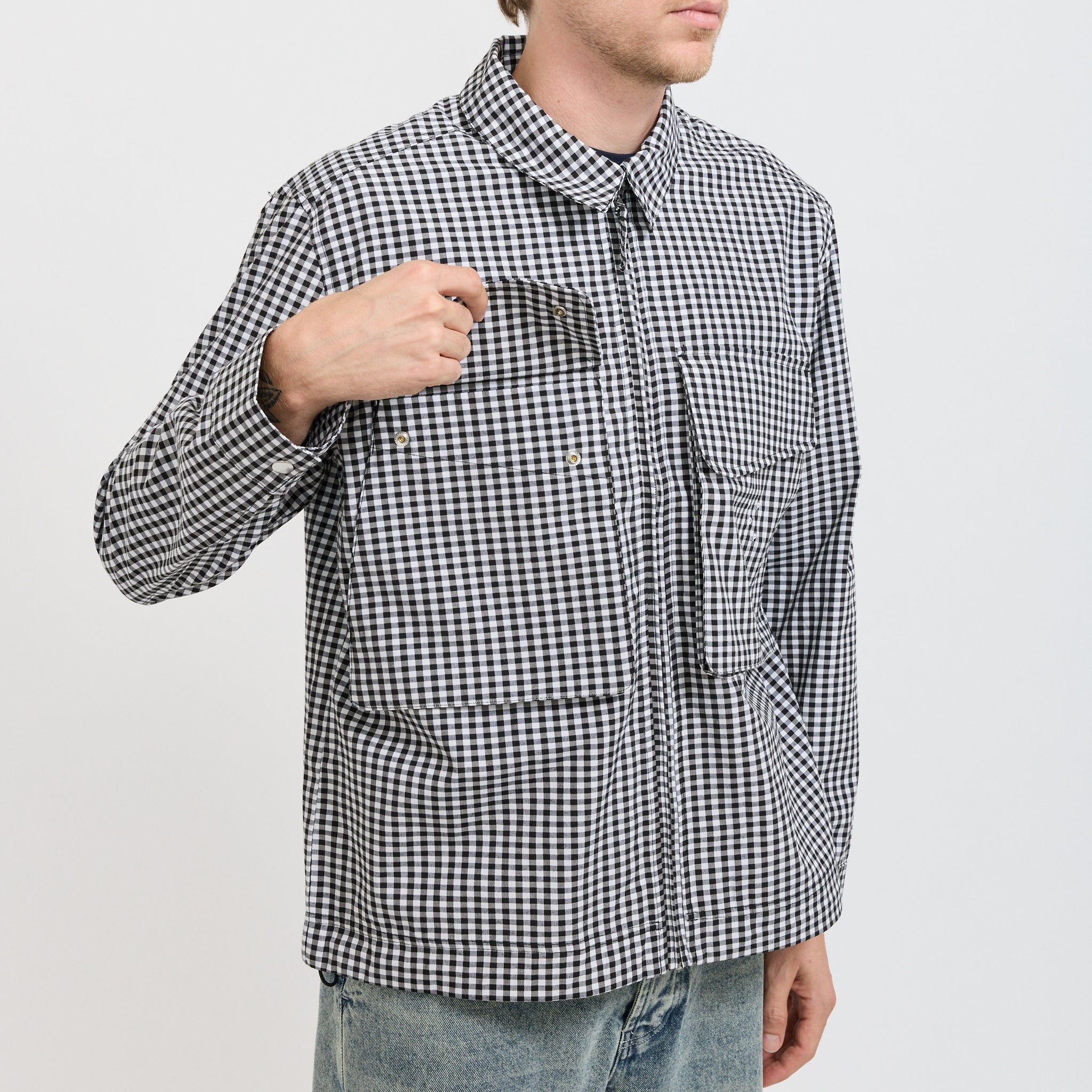 Gingham Boxer Overshirt Black/Off White