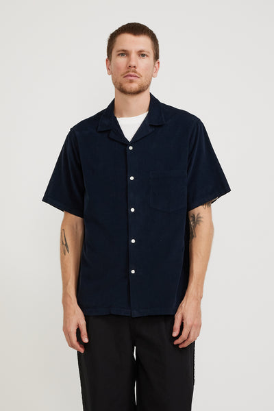 Portuguese Flannel | Cord Camp Collar Shirt Navy | Maplestore