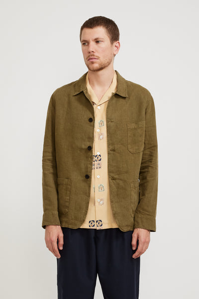 Portuguese Flannel | Labura Linen Jacket Olive | Maplestore