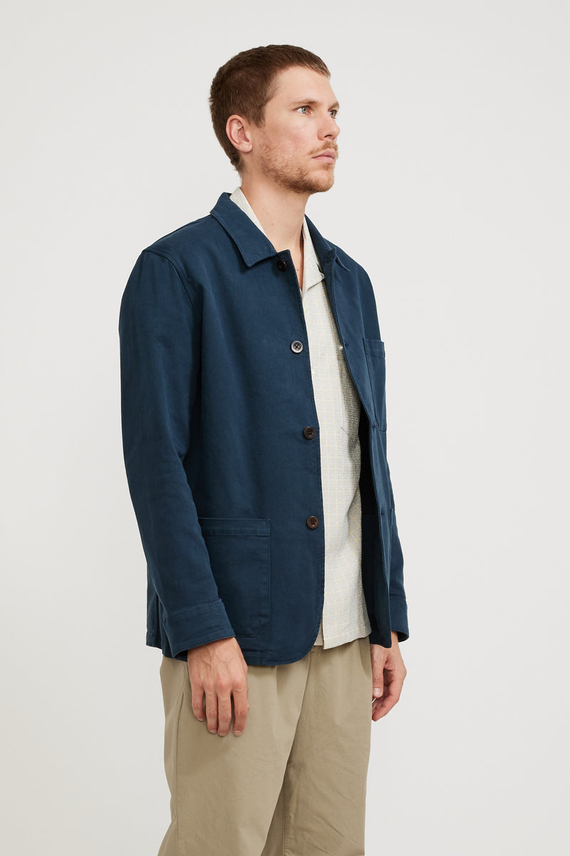 Portuguese Flannel Labura Twill Jacket Navy | Maplestore