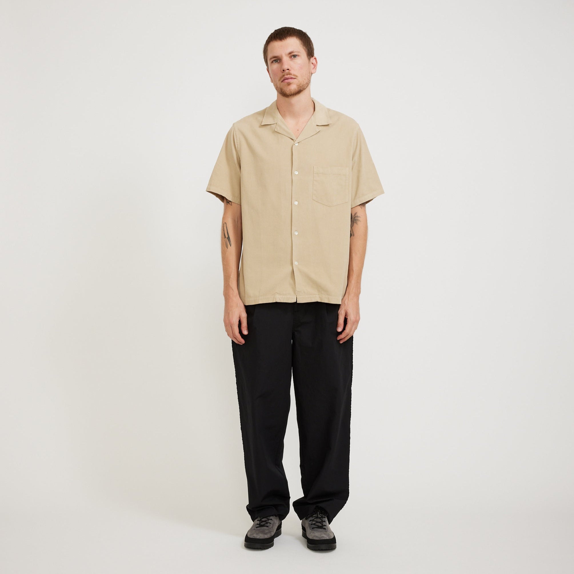 Portuguese Flannel | Cord Camp Collar Shirt Cream | Maplestore