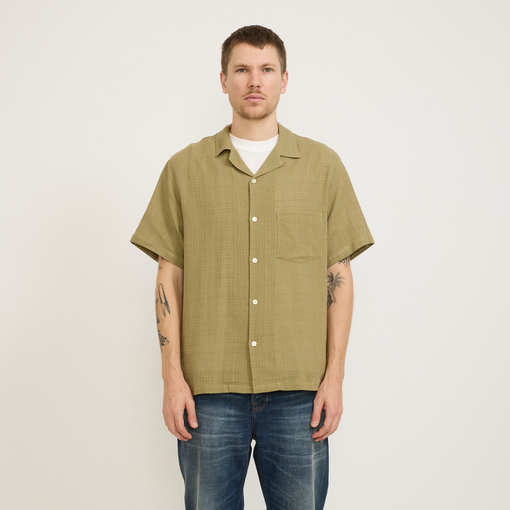 Portuguese Flannel | Grain SS Shirt Khaki | Maplestore