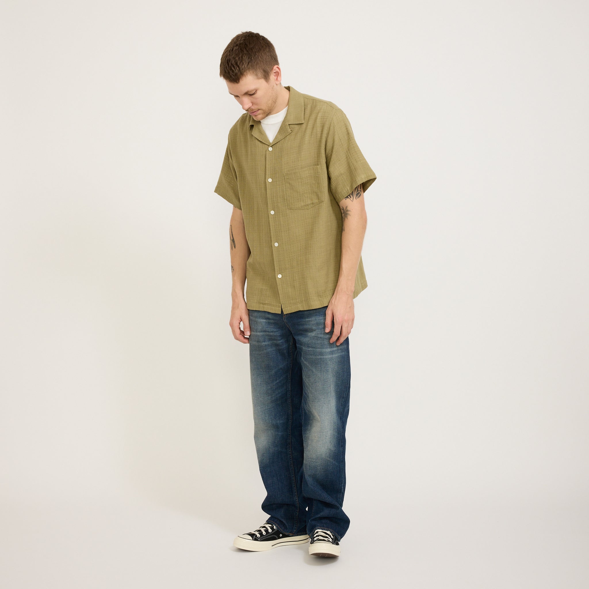 Portuguese Flannel | Grain SS Shirt Khaki | Maplestore