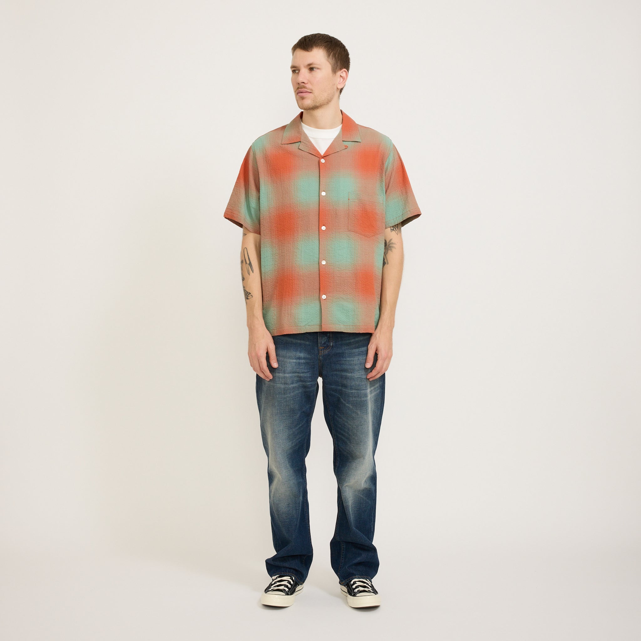 Portuguese Flannel | Flame Seersucker SS Shirt Multi | Maplestore