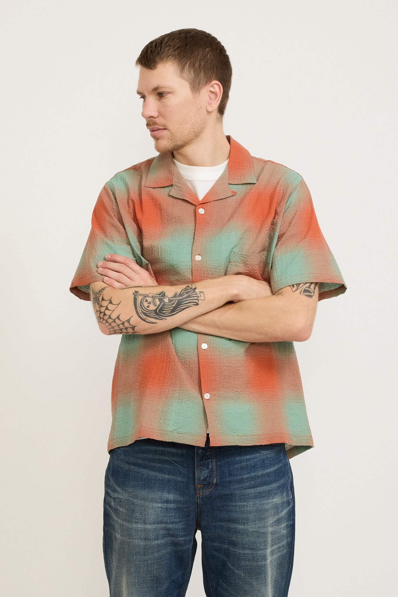 Flame Seersucker SS Shirt Multi