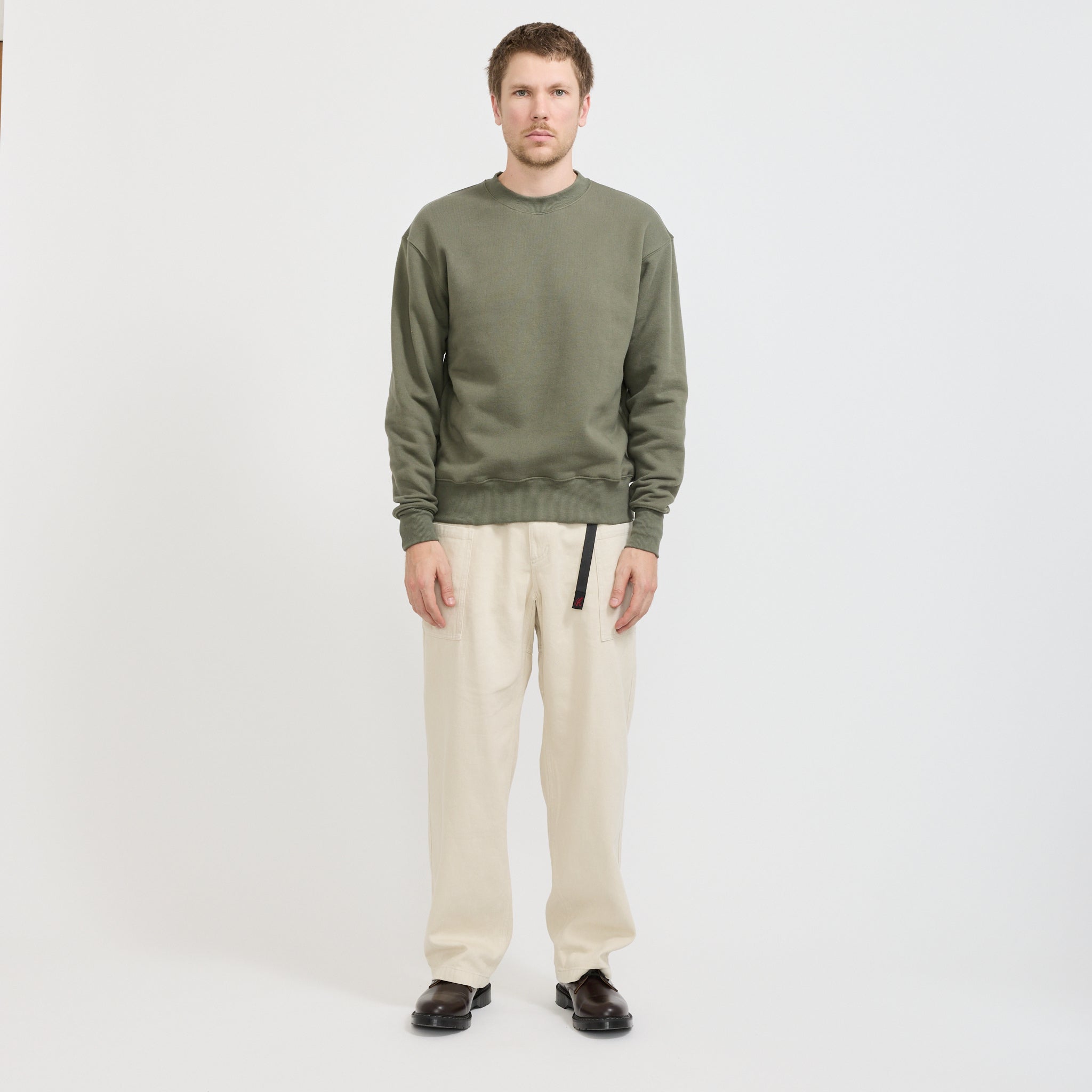 Power Goods | Loopback Crewneck Olive | Maplestore