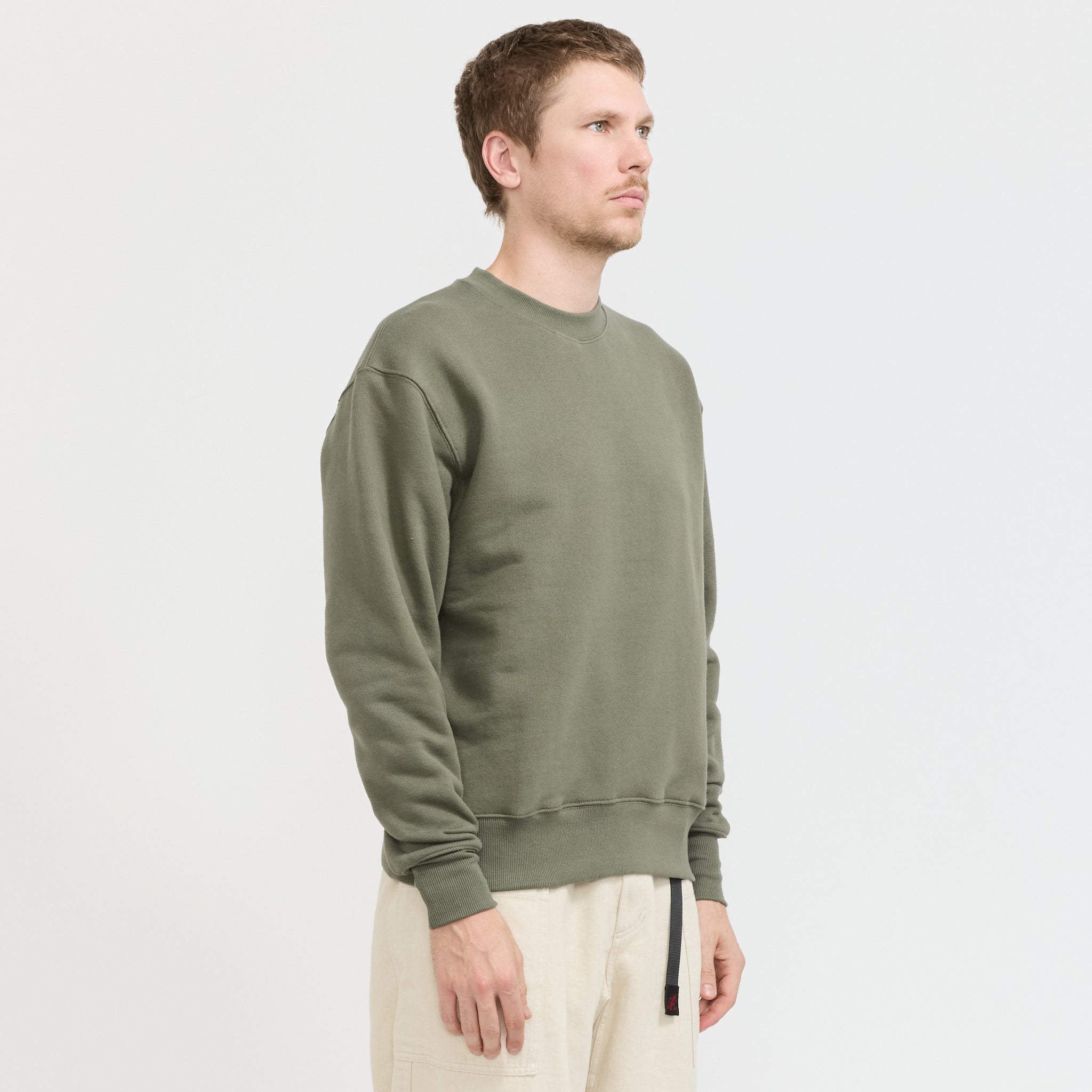 Power Goods | Loopback Crewneck Olive | Maplestore