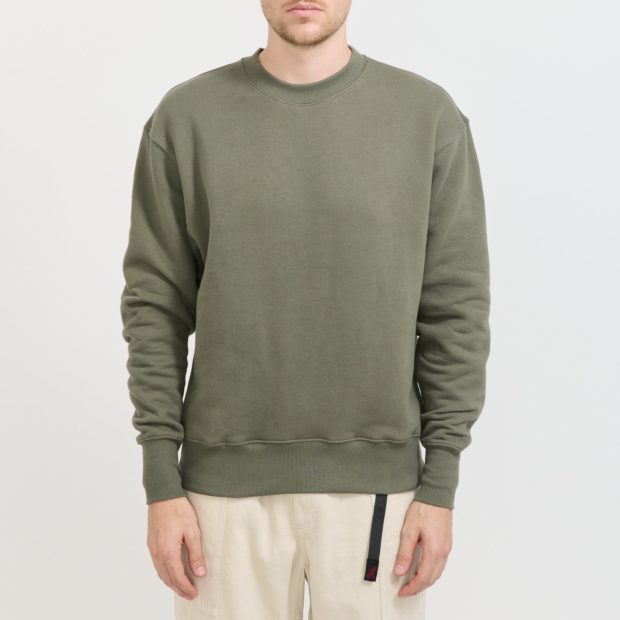 Power Goods | Loopback Crewneck Olive | Maplestore
