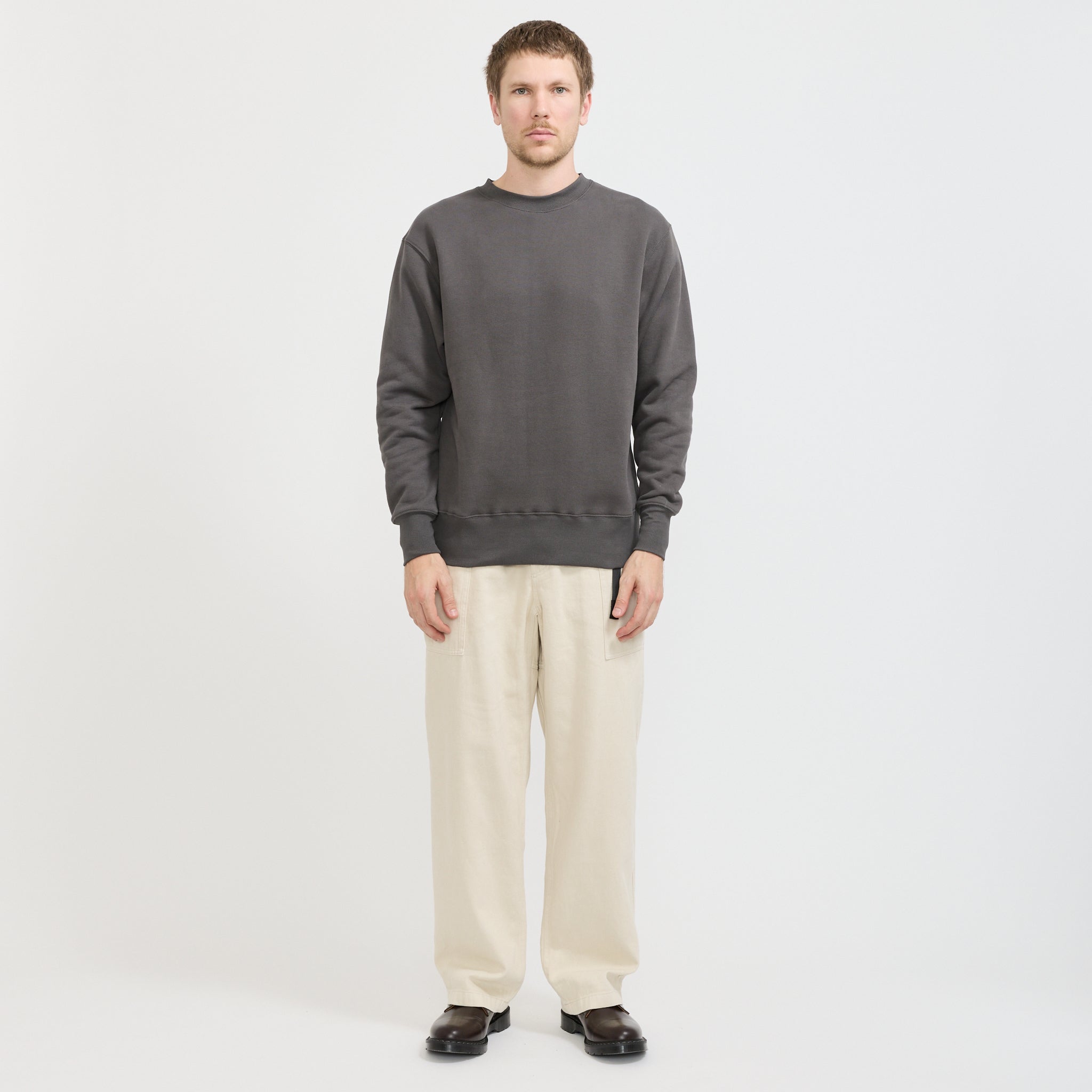 Power Goods | Loopback Crewneck Washed Black | Maplestore