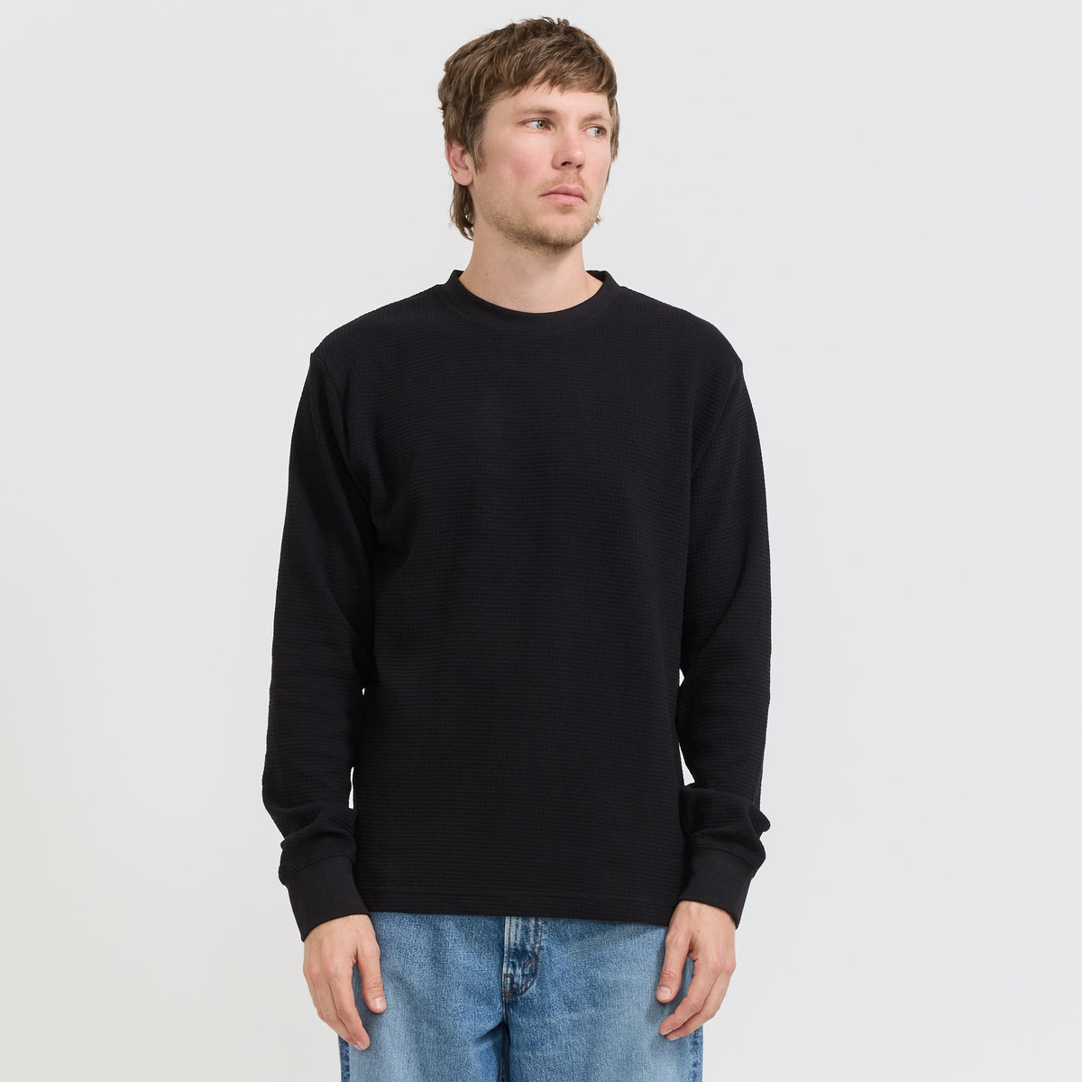 Thermal Waffle LS Tee Black