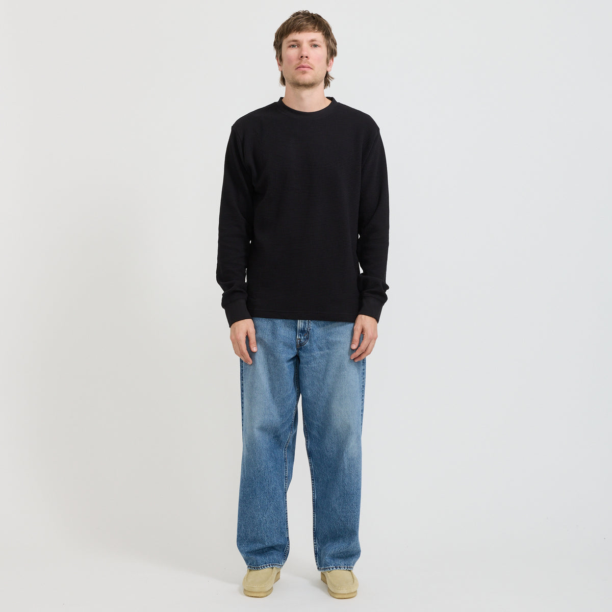 Thermal Waffle LS Tee Black